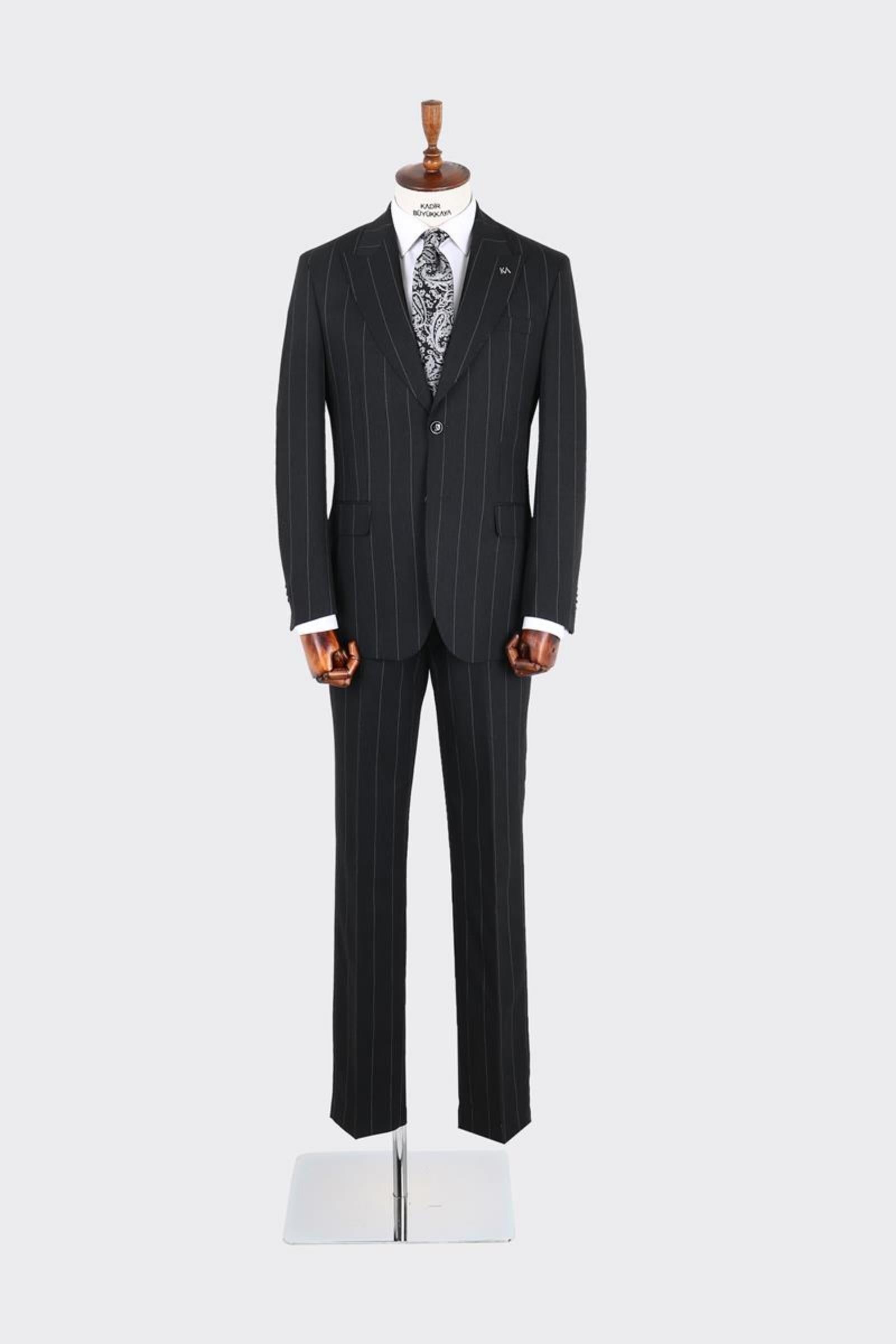 Erkek Kırlangıç Yaka İki Düğmeli  Takım Elbise-KAX1339W