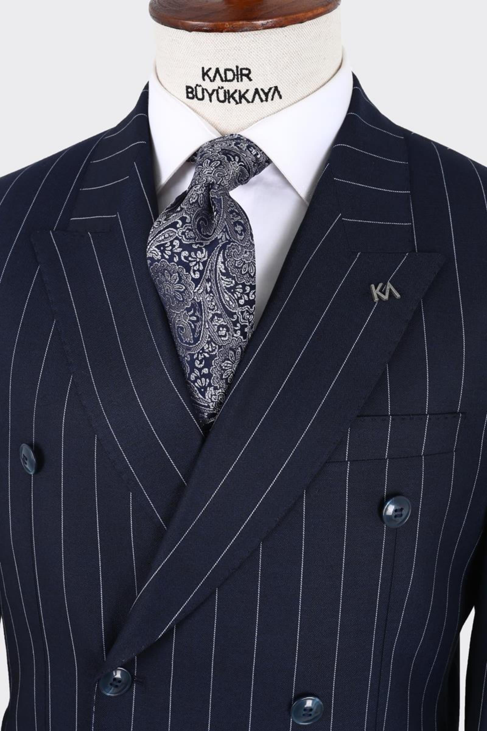 Erkek Kırlangıç Yaka Kruvaze  Takım Elbise-KAX1276W