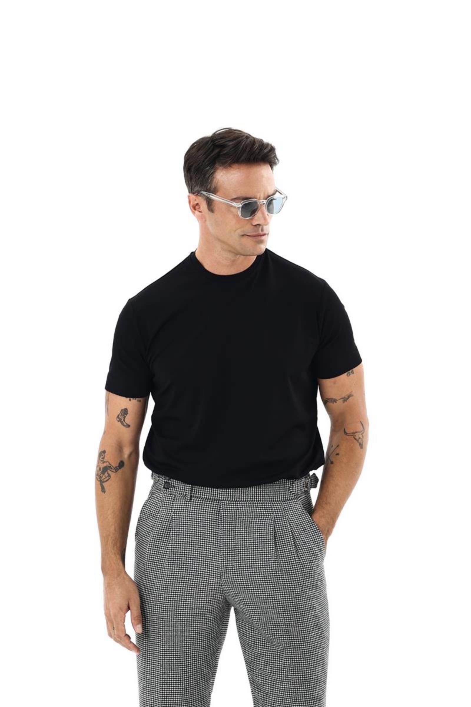 Erkek Bisiklet Yaka Kısa Kol T-Shirt-KAX6250S