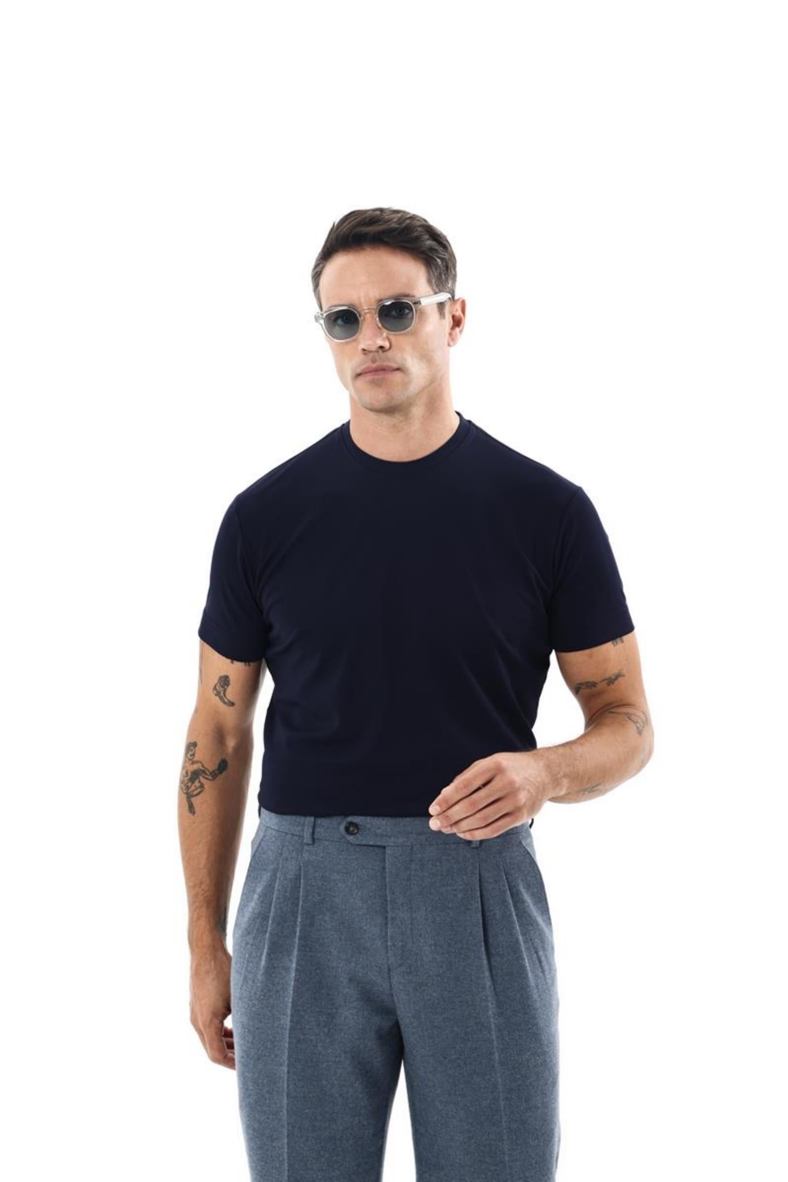 Erkek Bisiklet Yaka Kısa Kol T-Shirt