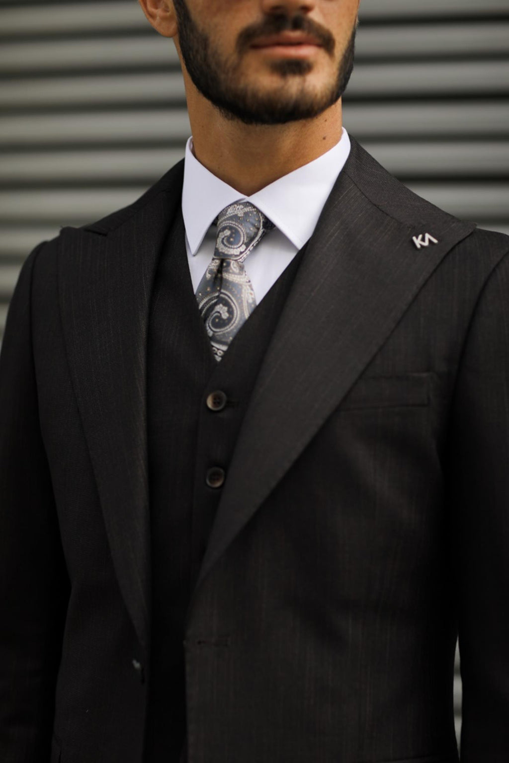 Erkek Dayanıklı Kumaşlı  Yelekli Takım Elbise-KAV1034W