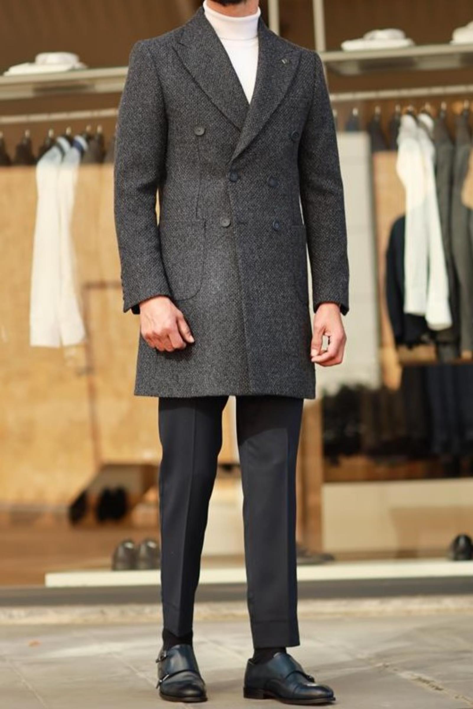 Modern Kesim Rahat Erkek Kruvaze Kaban-KAV7206W