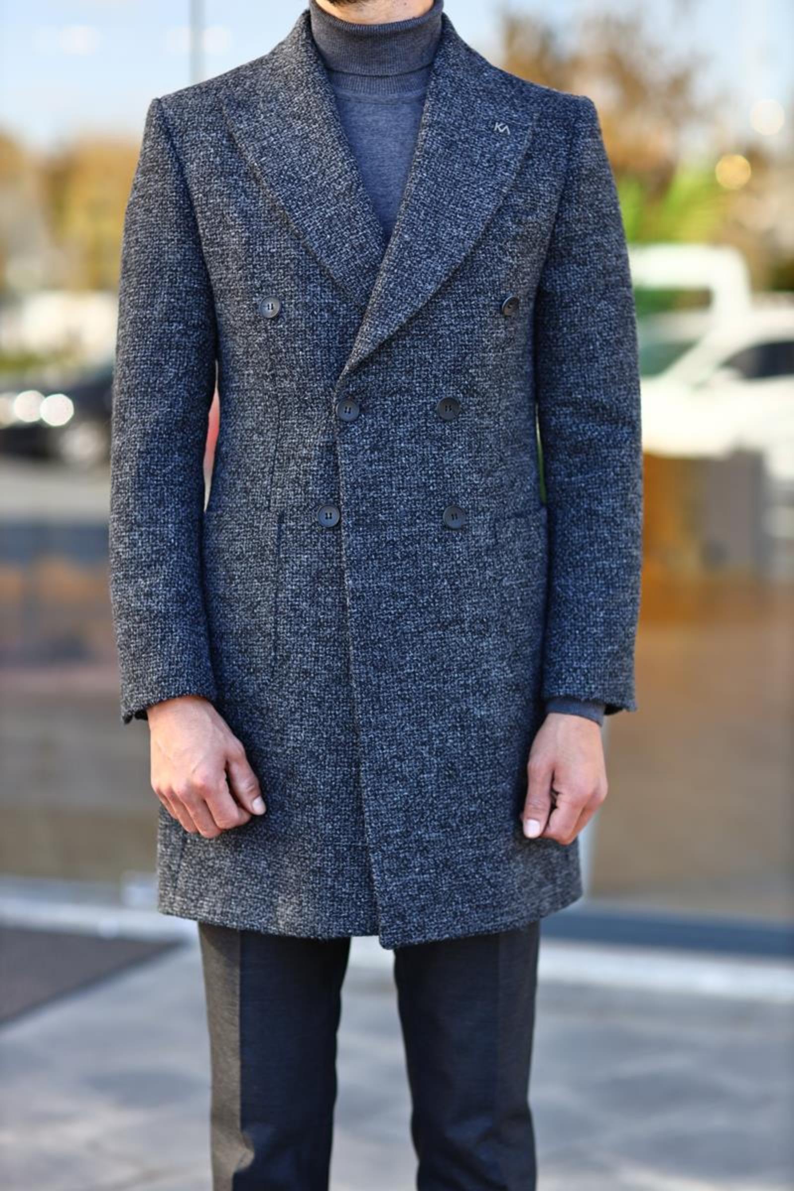 Modern Kesim Rahat Erkek Kruvaze Kaban-KAV7206W