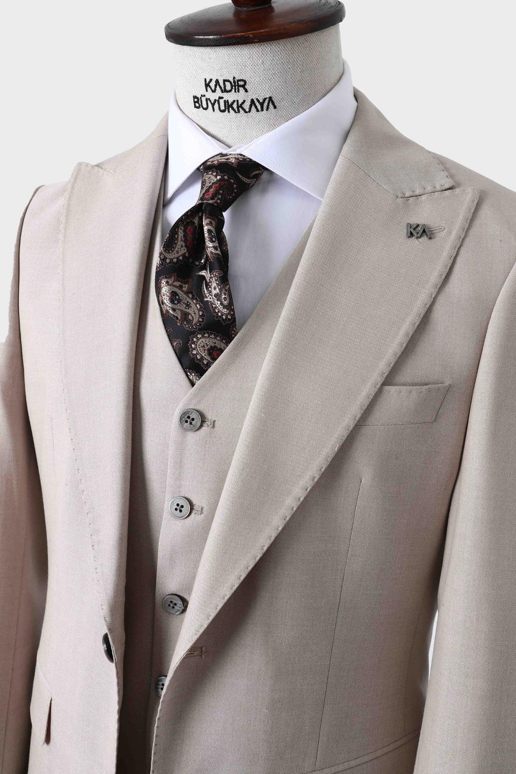 Klasik Yelekli Erkek Takım Elbise - Slim Fit Kesim-KAW1030S