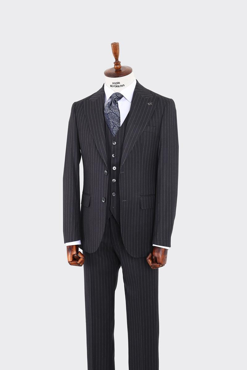 Tasarım Slim Fit Yelekli Erkek Takım Elbise-KAW1041S