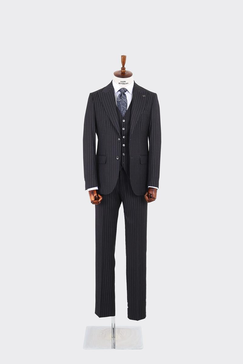 Tasarım Slim Fit Yelekli Erkek Takım Elbise-KAW1041S