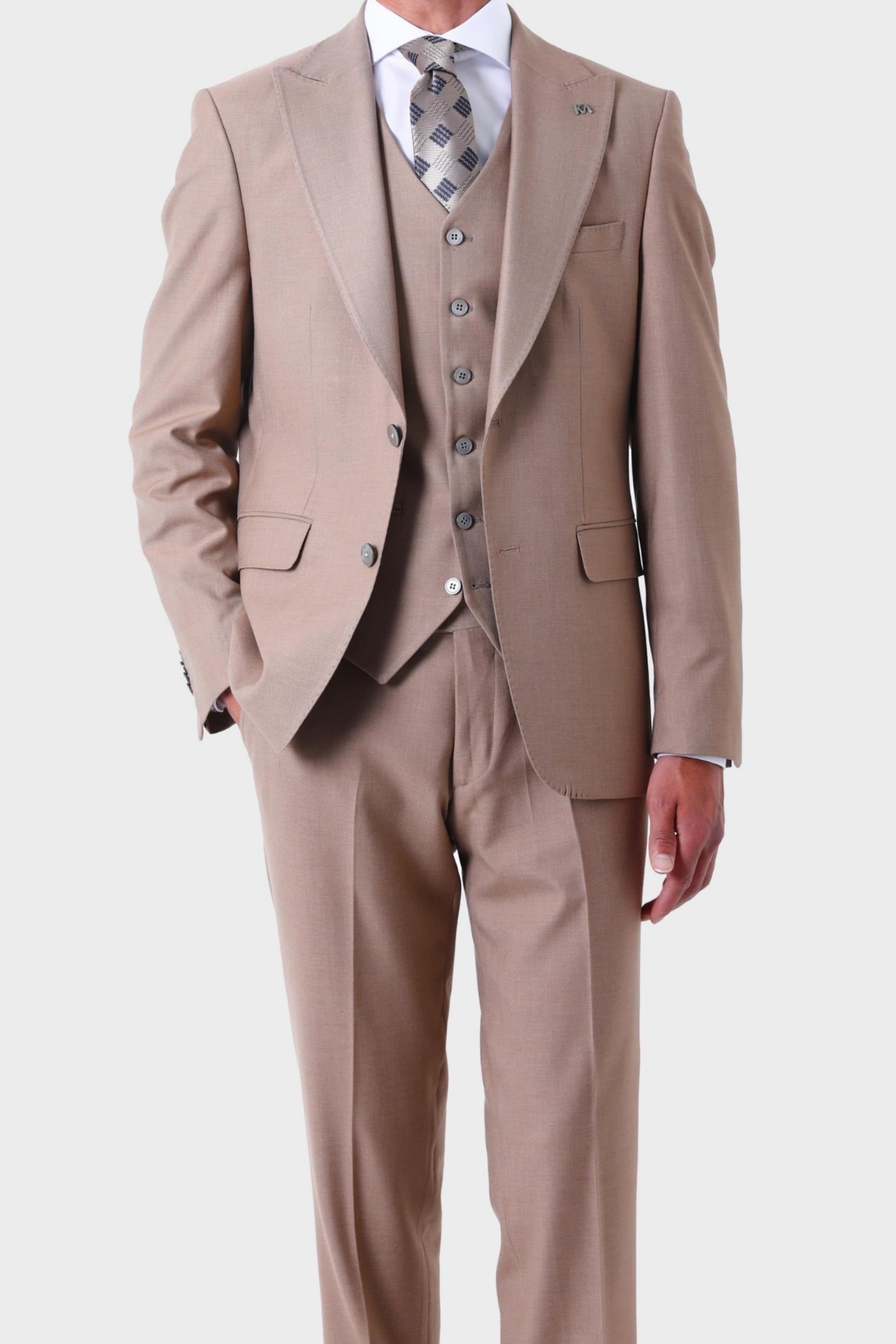 Şık ve Rahat Yelekli Erkek Takım Elbise-KAW1021S