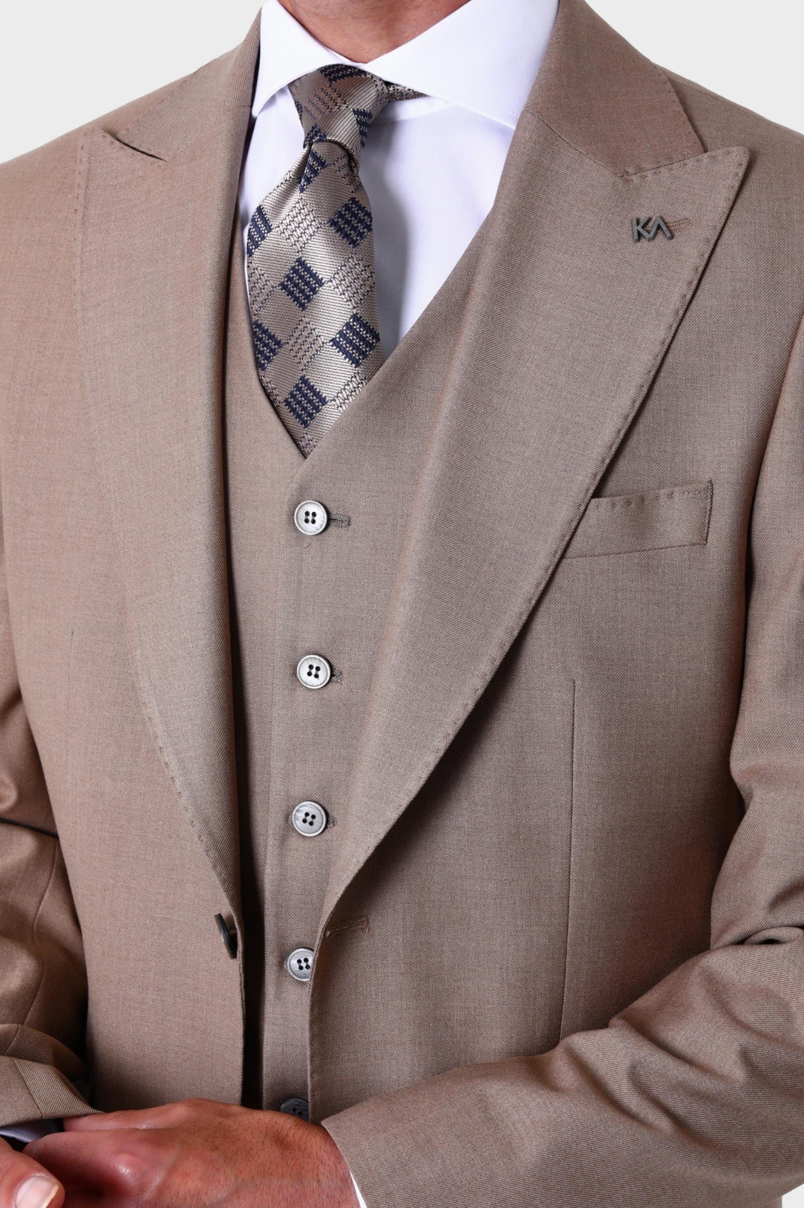 Şık ve Rahat Yelekli Erkek Takım Elbise-KAW1021S