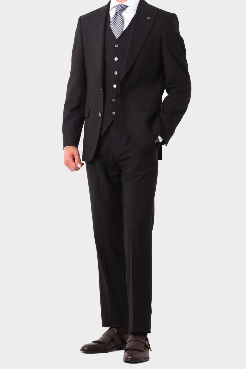 Şık ve Rahat Yelekli Erkek Takım Elbise-KAW1021S