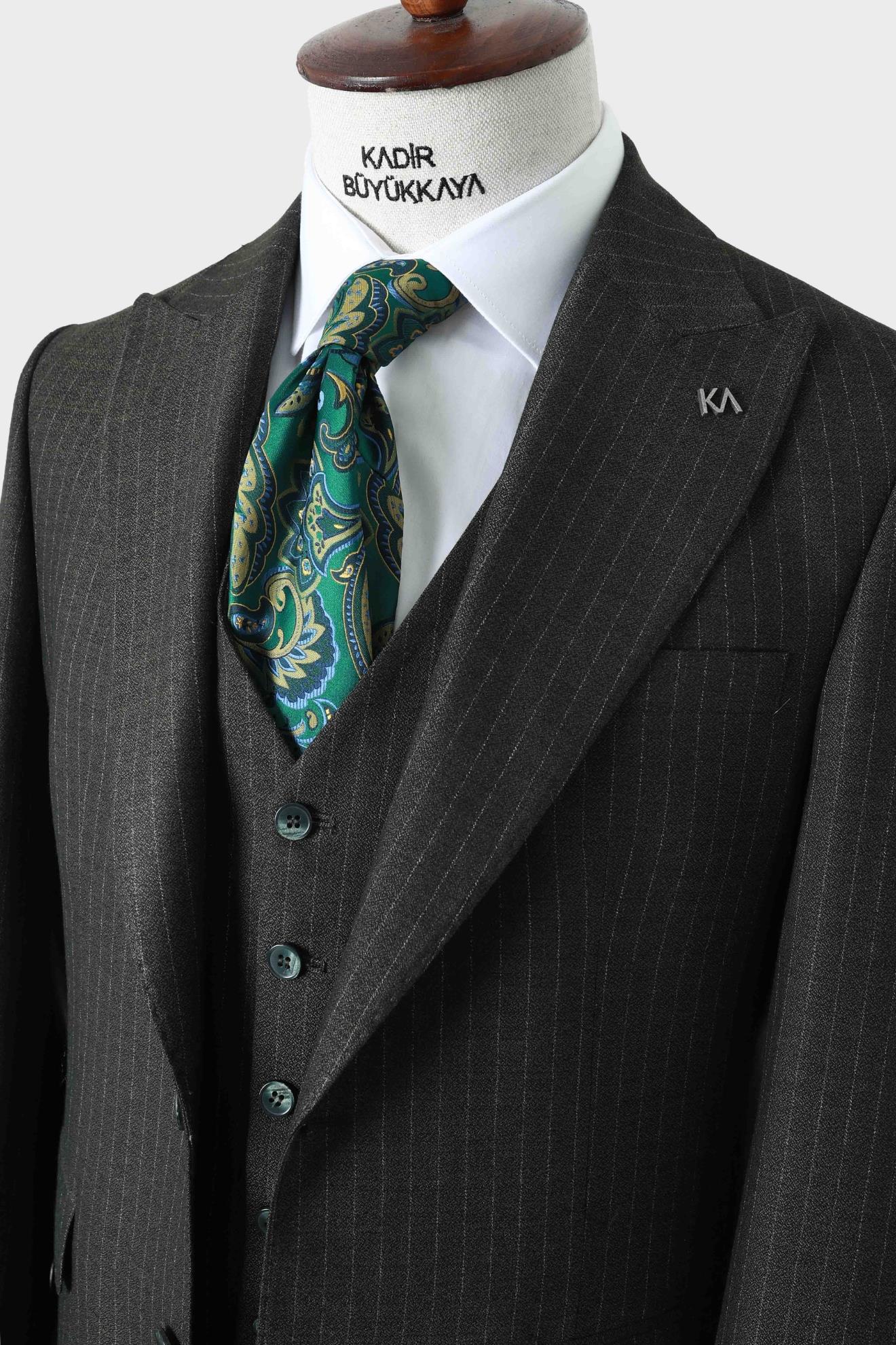 Konforlu Yelekli Erkek Takım Elbise-KAW1047S