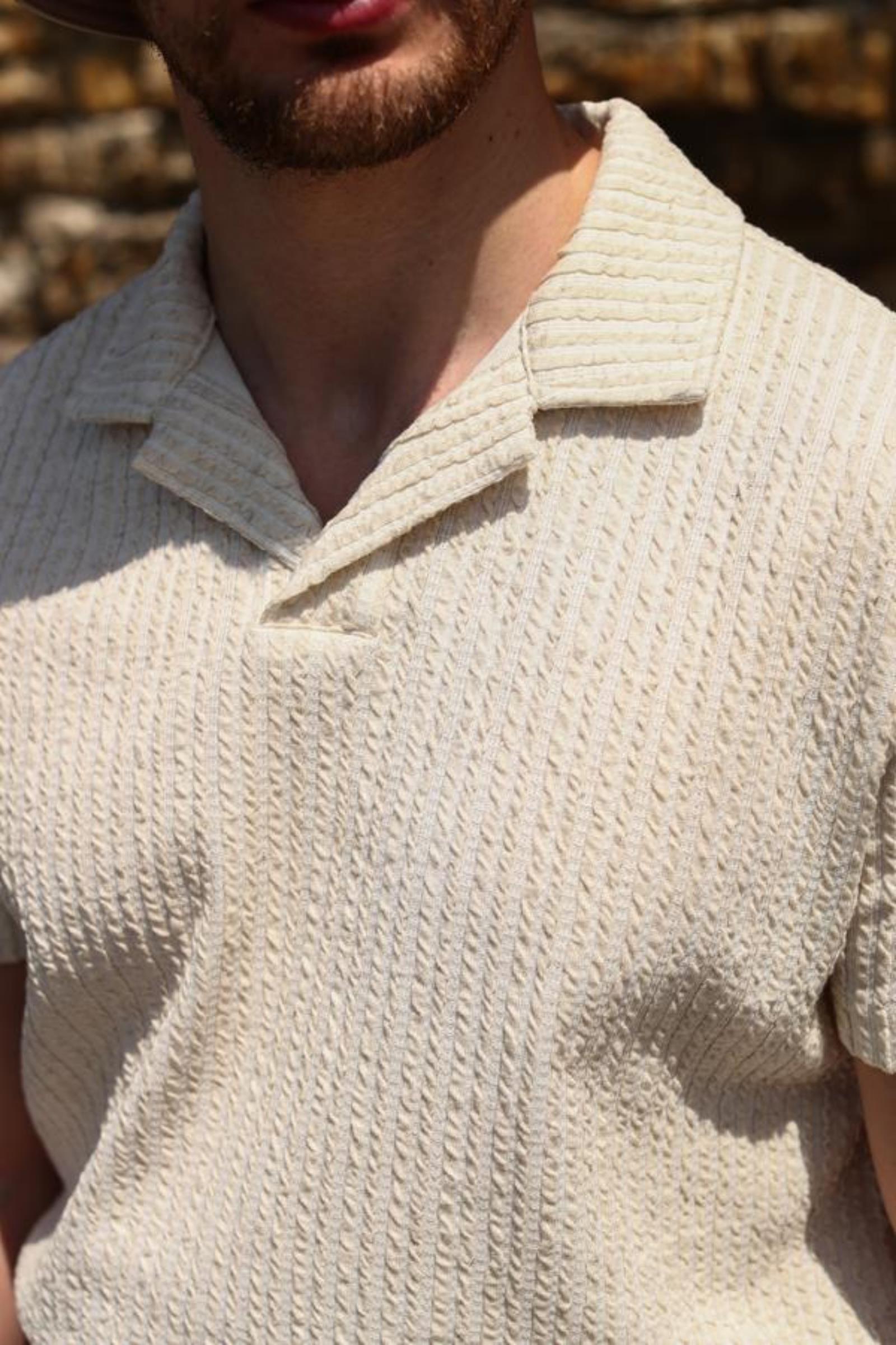 Düğmeli Polo Yaka Kısa Kol Erkek T-Shirt-KAB6054S