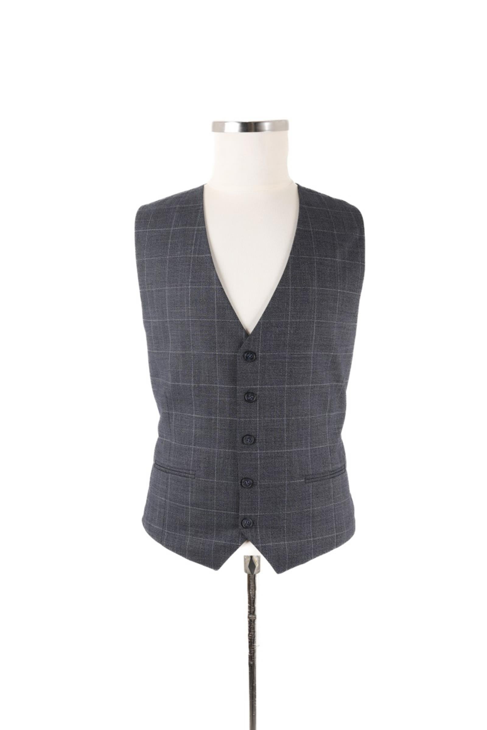 Erkek Şık Tasarım Yelekli Takım Elbise-KAV1029S