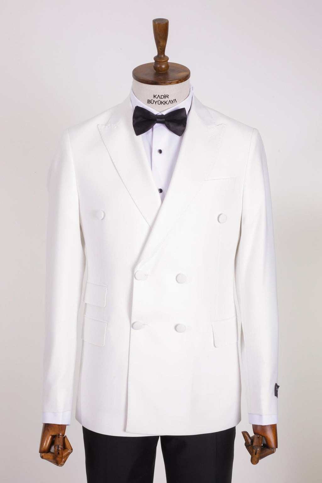 Erkek Beyaz Kruvaze Smokin Takım Elbise-KAW1545S