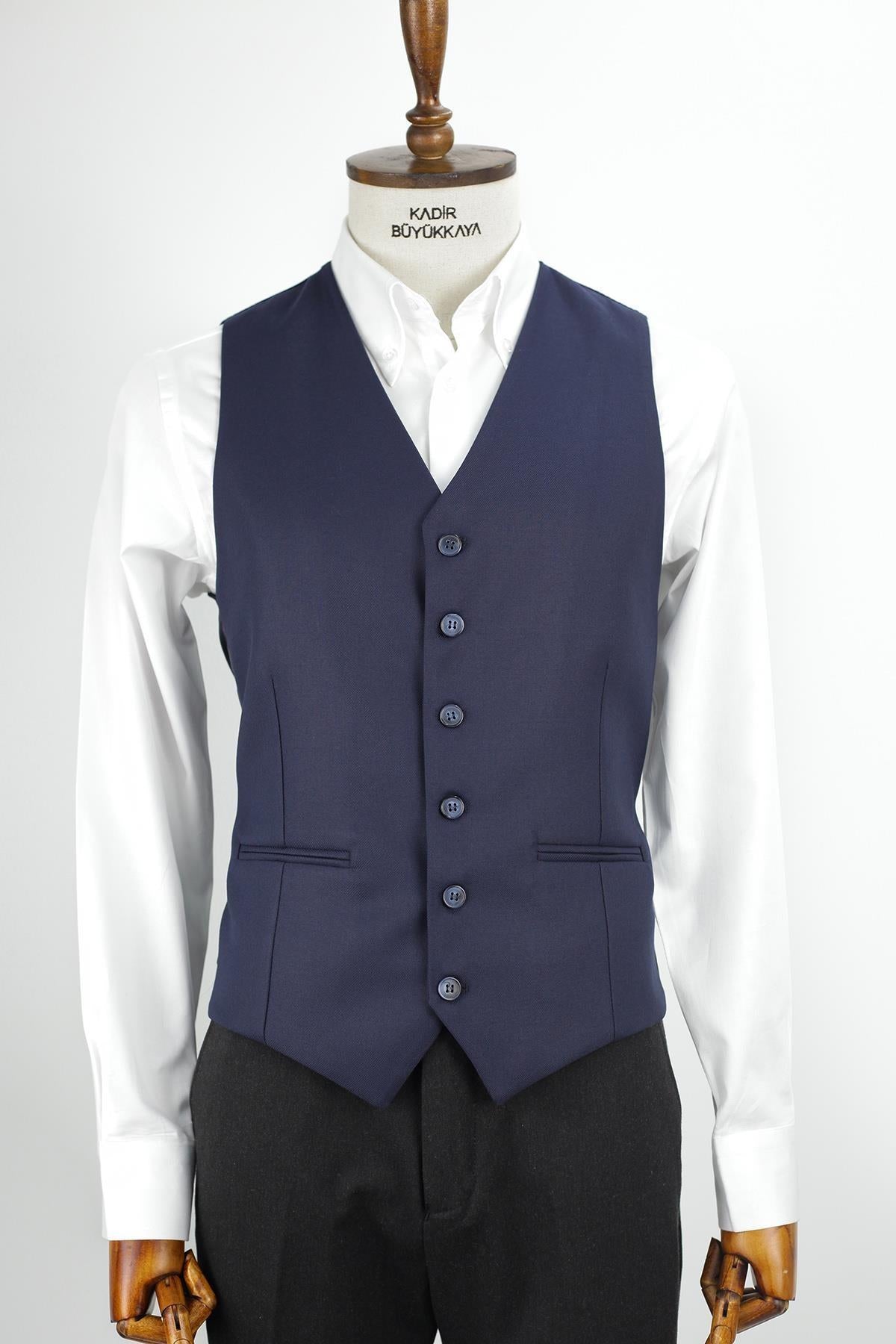 Modern ve Şık Slim Fit Viskon Erkek Yelek-KAV1600W