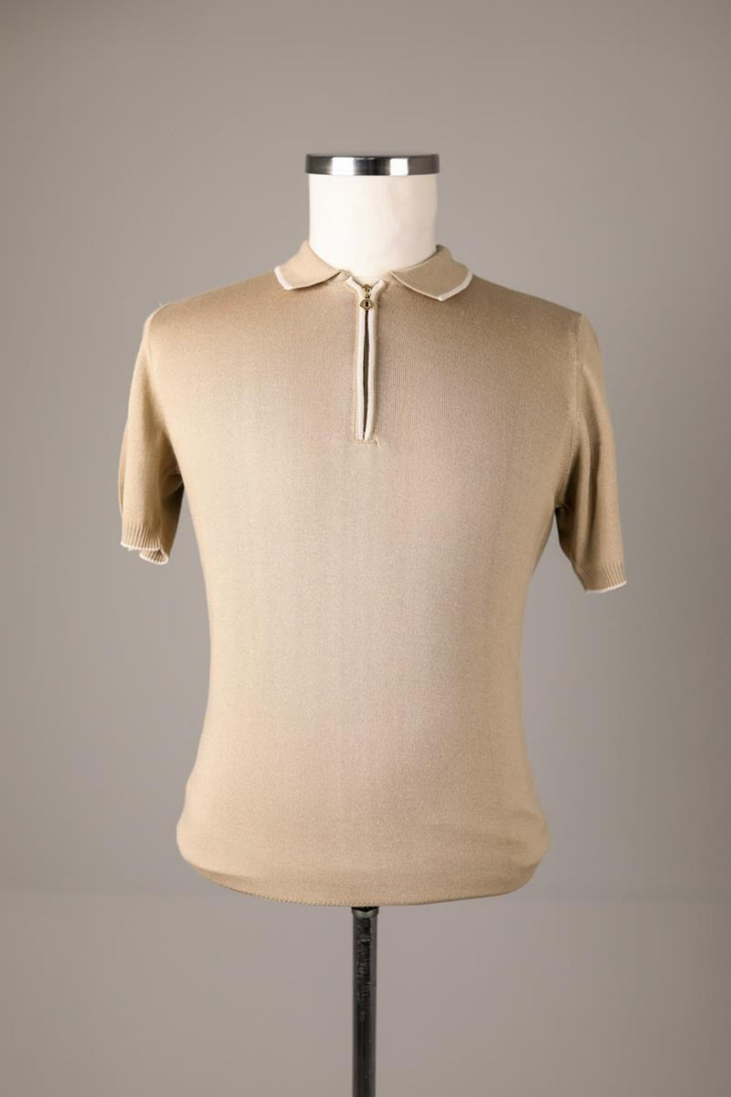 Fermuarlı Polo Yaka Kısa Kol Erkek T-Shirt-KAV6000S