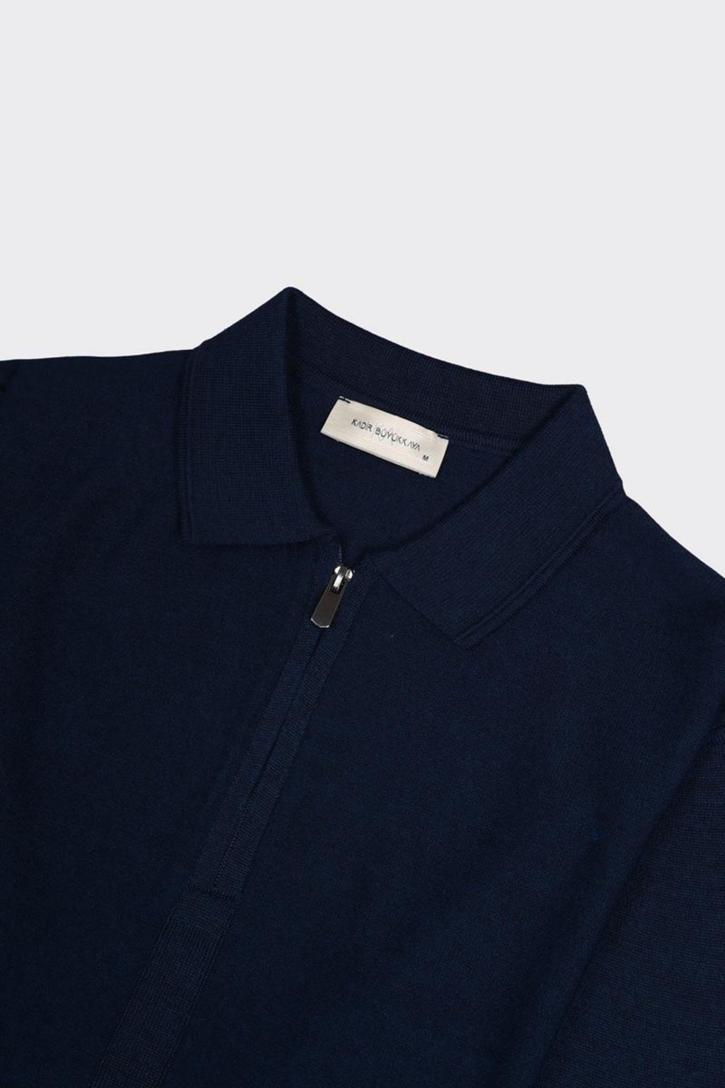 Erkek Fermuarlı Polo Yaka Triko-KAX6705W