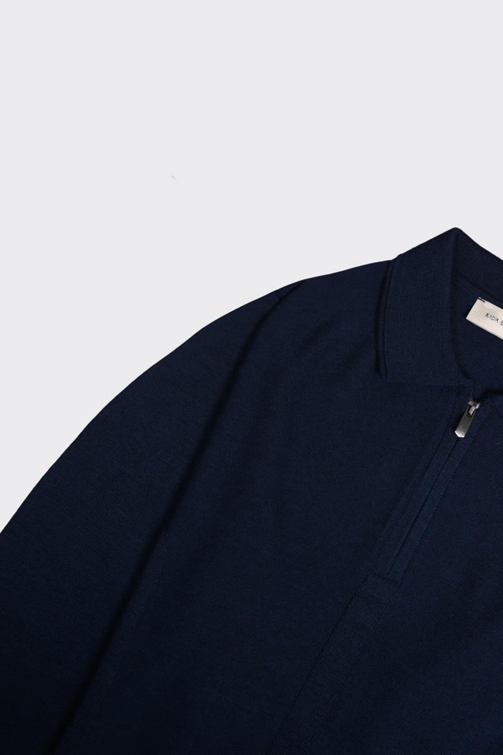 Erkek Fermuarlı Polo Yaka Triko-KAX6705W