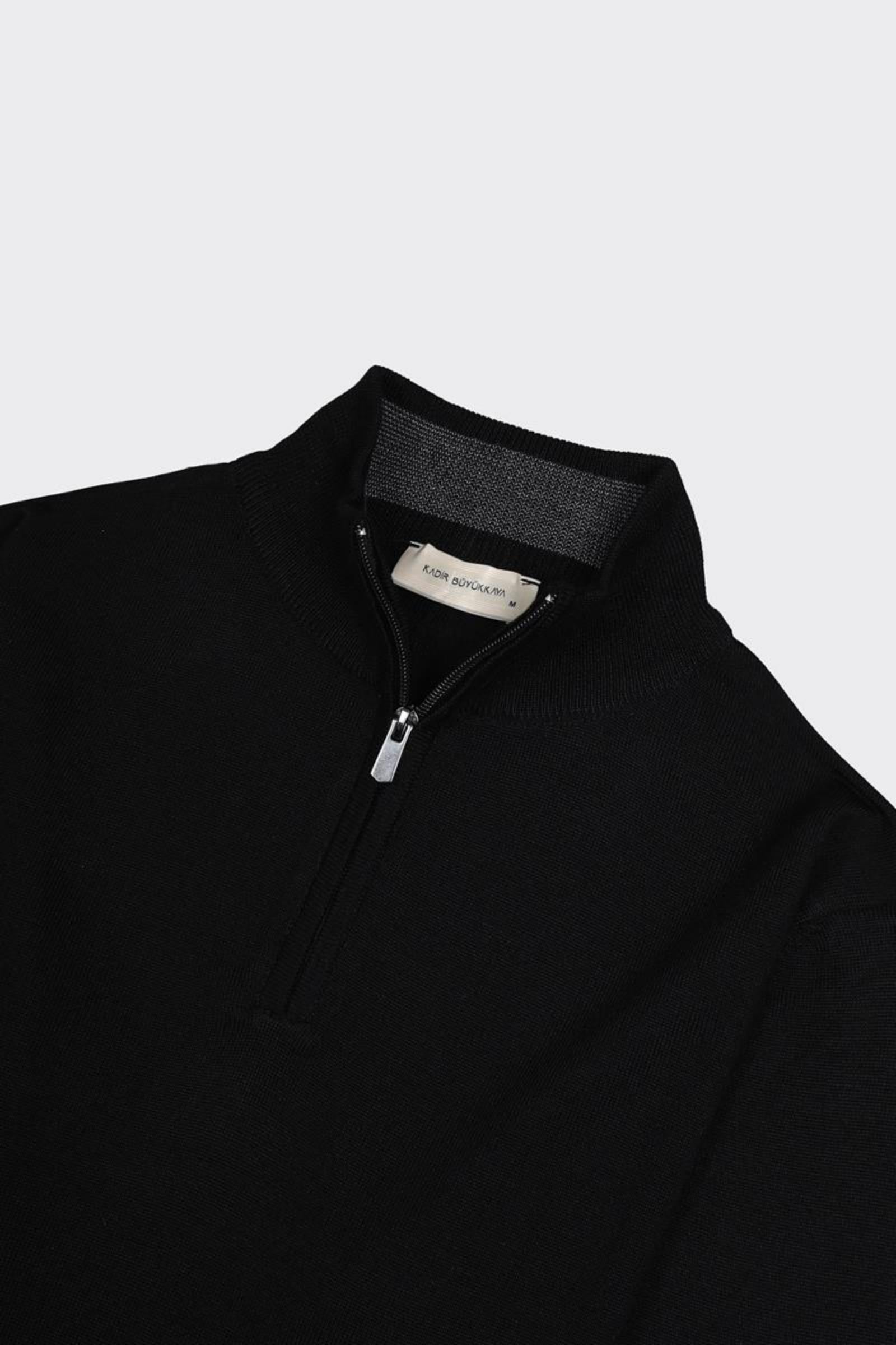 Erkek Fermuarlı Polo Yaka Triko-KAX6704W