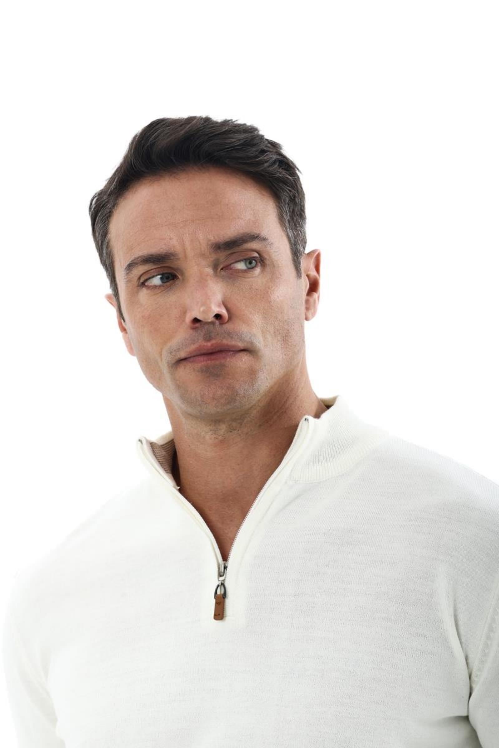 Erkek Fermuarlı Polo Yaka Triko-KAX6704W