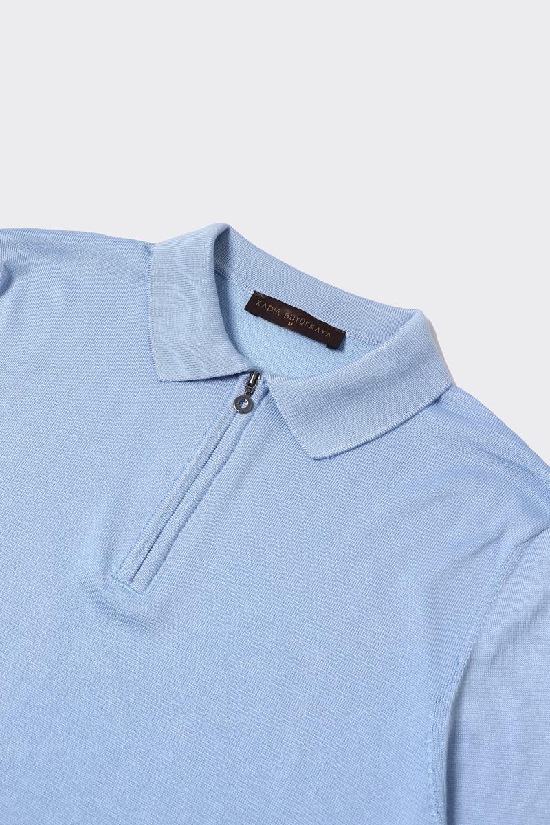 Fermuarlı Polo Yaka Erkek Pamuklu Triko Kazak-KAW6700W