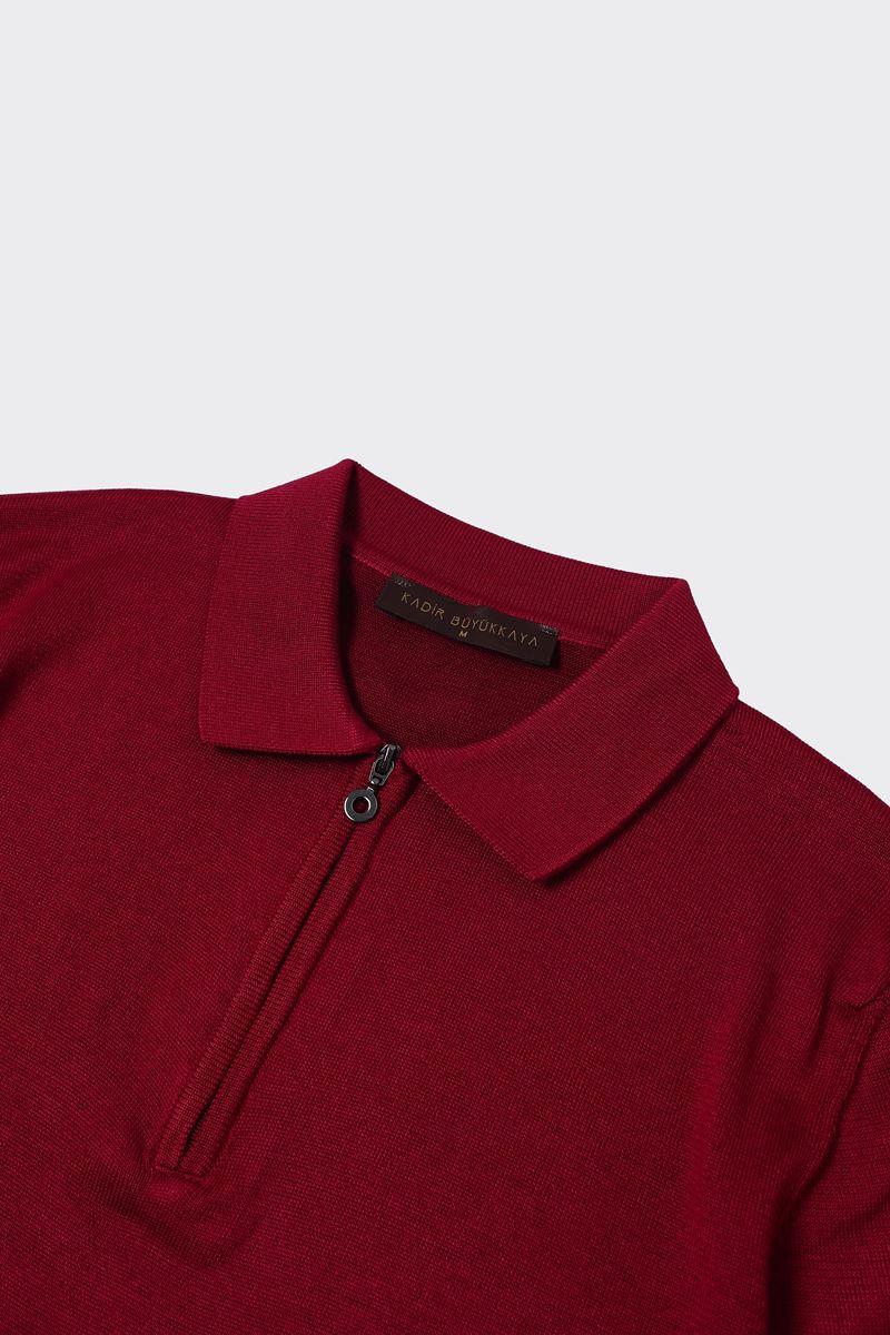 Fermuarlı Polo Yaka Erkek Pamuklu Triko Kazak-KAW6700W