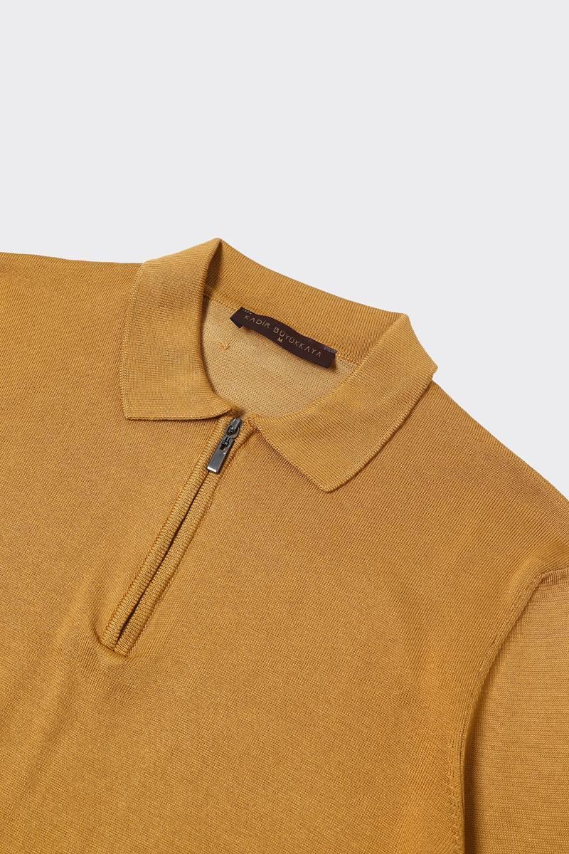 Fermuarlı Polo Yaka Erkek Pamuklu Triko Kazak-KAW6700W