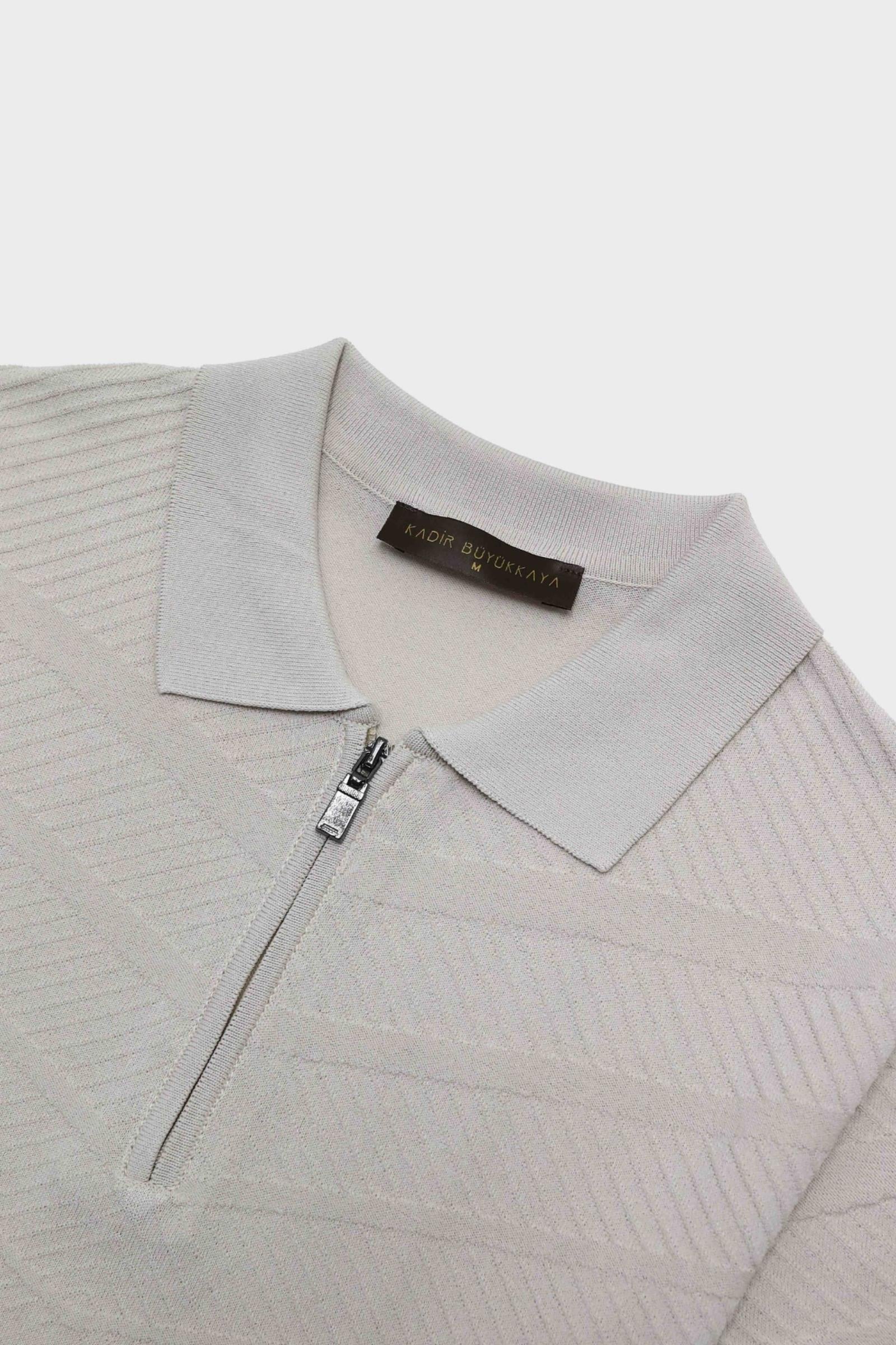 Fermuarlı Polo Yaka Kısa Kol Erkek T-Shirt-KAX6062S