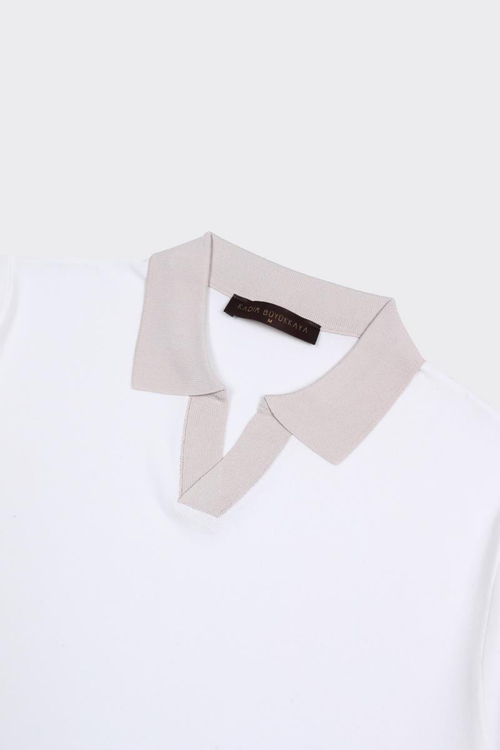 Fermuarlı Polo Yaka Kısa Kol Erkek T-Shirt-KAX6045S