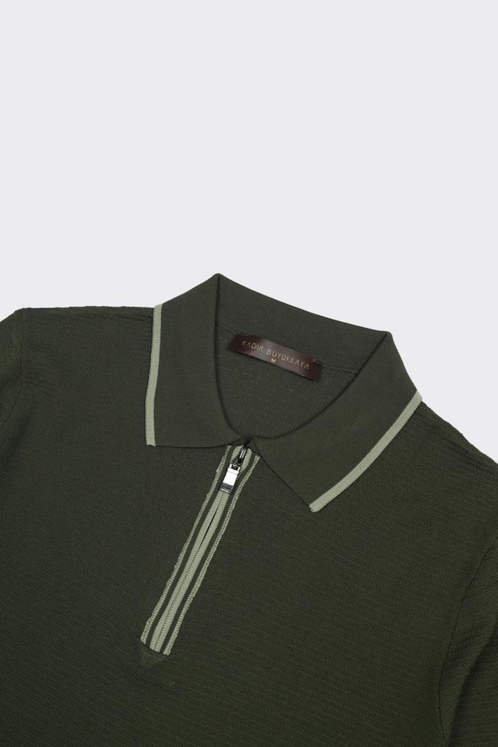 Fermuarlı Polo Yaka Kısa Kol Erkek T-Shirt-KAX6042S