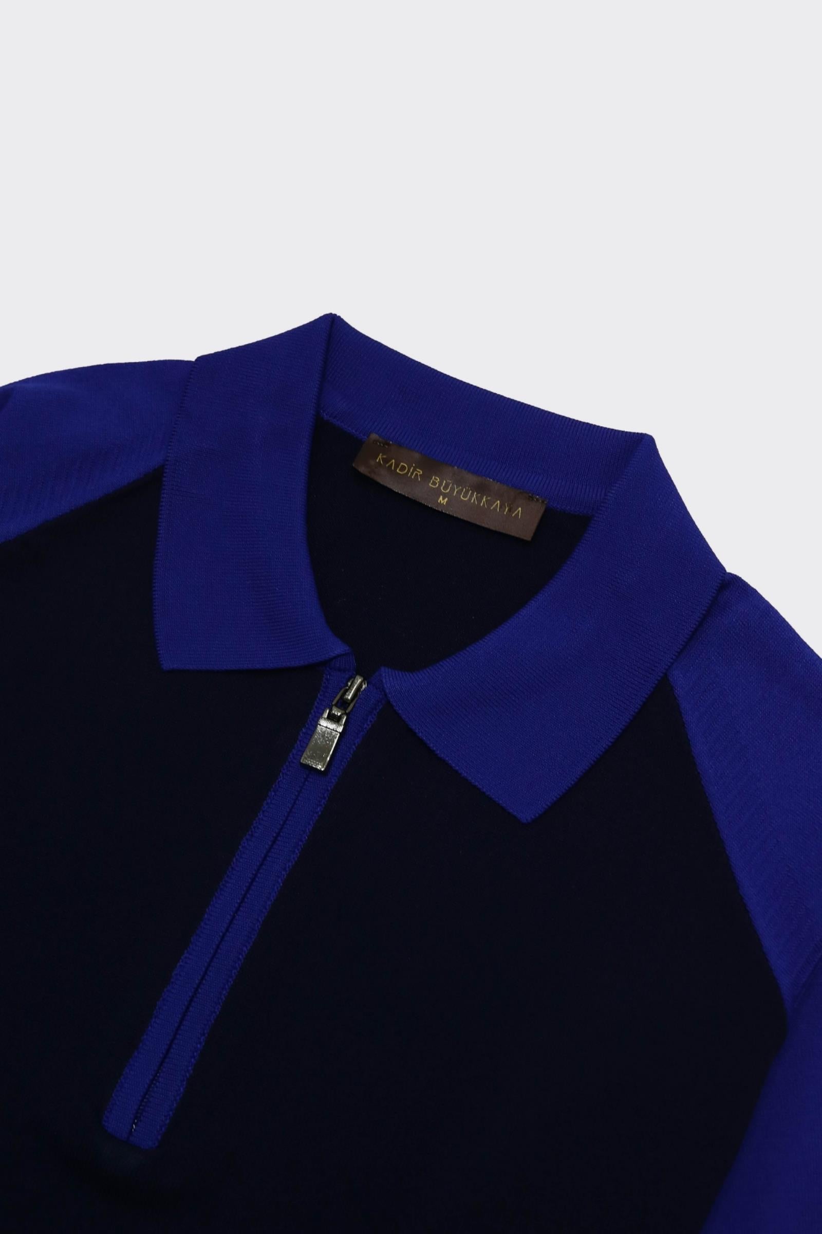 Fermuarlı Polo Yaka Kısa Kol Erkek T-Shirt-KAX6054S