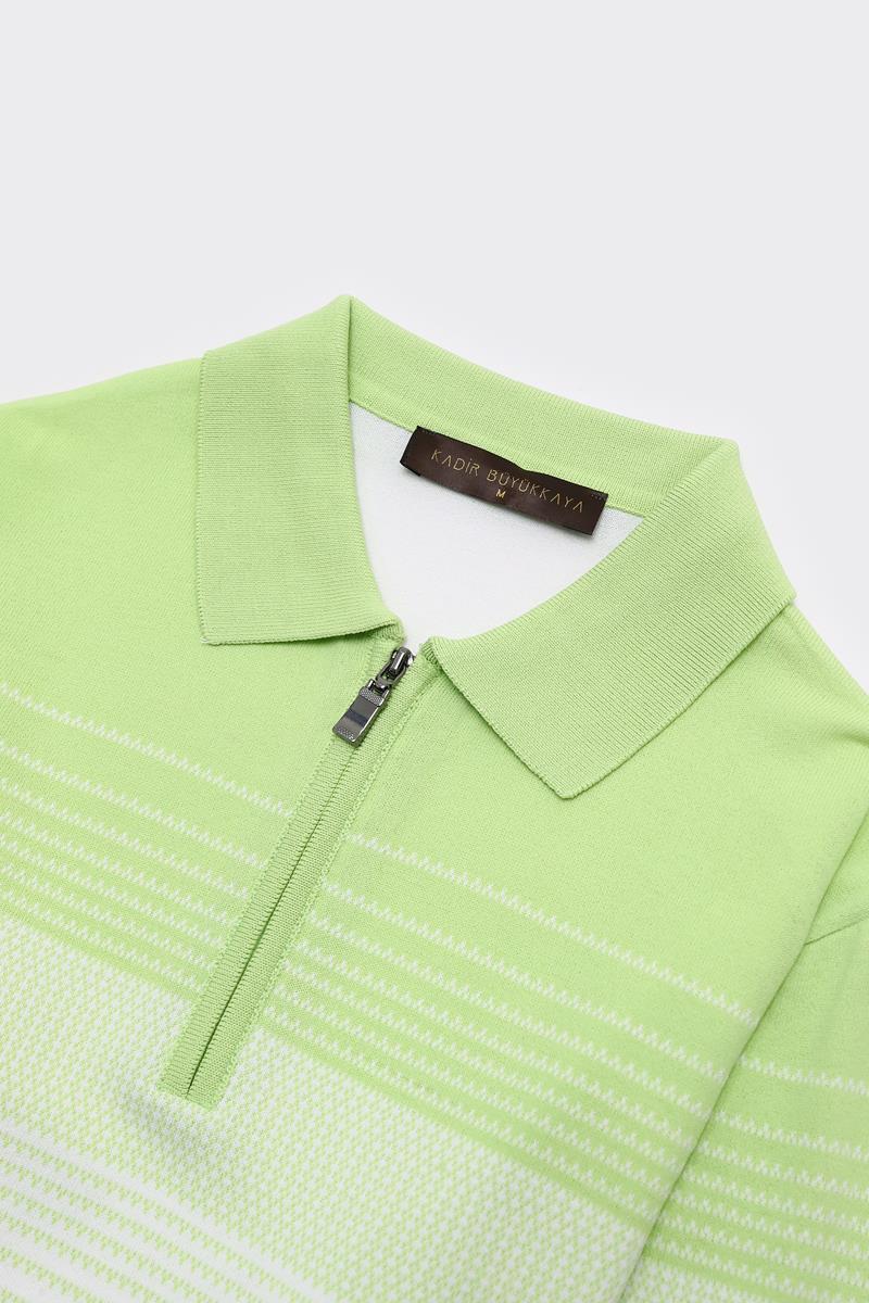 Fermuarlı Polo Yaka Kısa Kol Erkek T-Shirt-KAX6049S