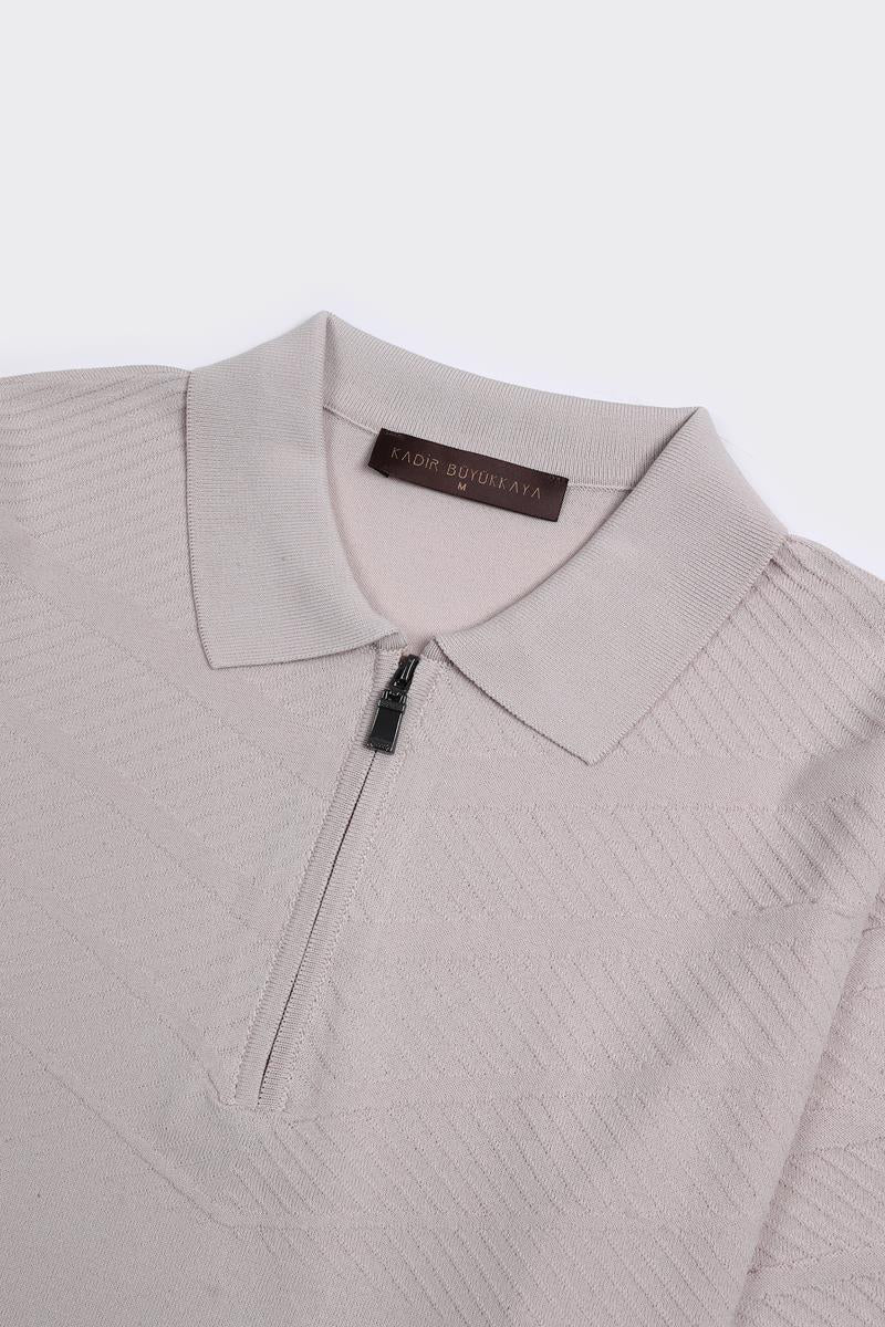 Fermuarlı Polo Yaka Kısa Kol Erkek T-Shirt-KAX6044S