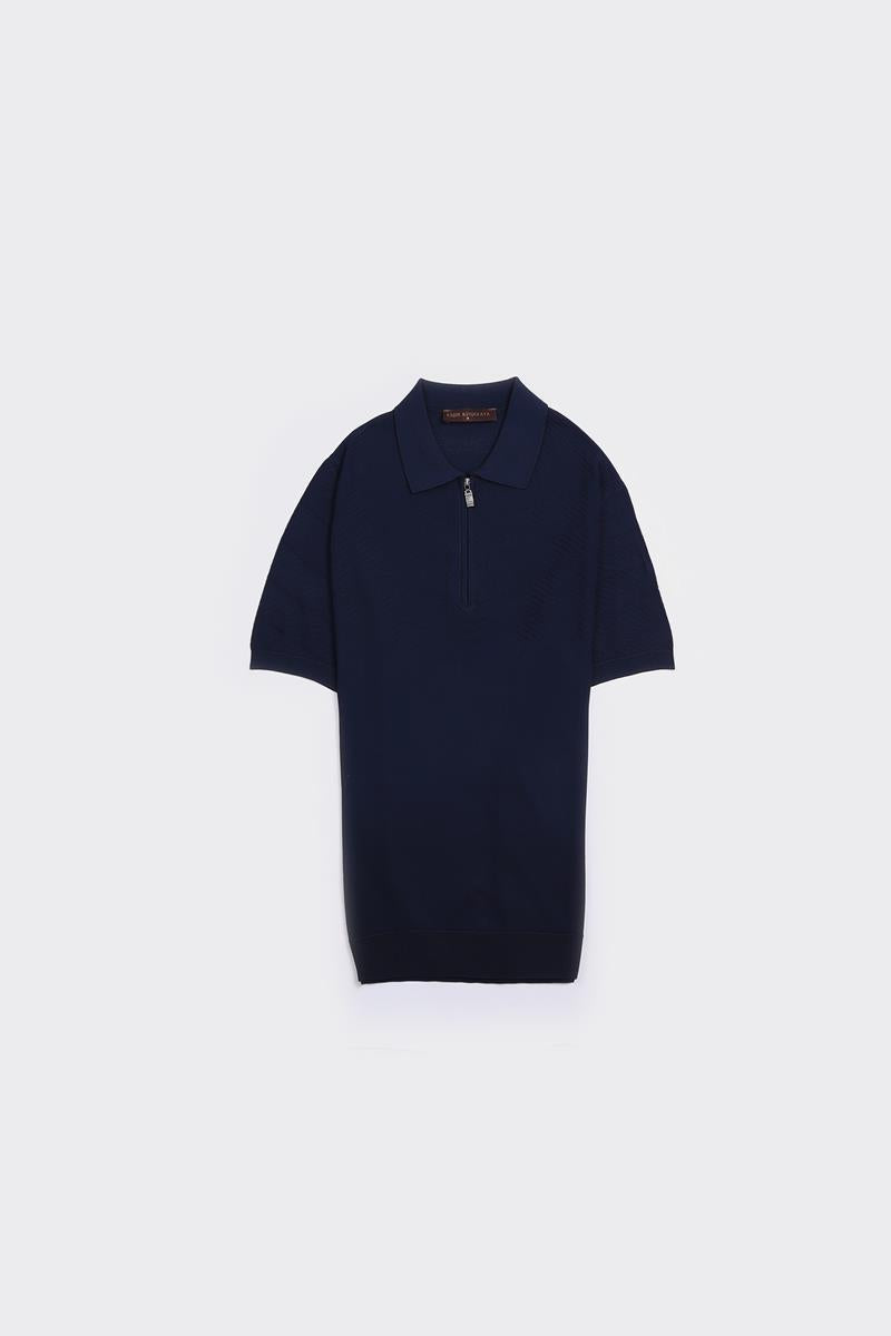 Fermuarlı Polo Yaka Kısa Kol Erkek T-Shirt-KAX6044S