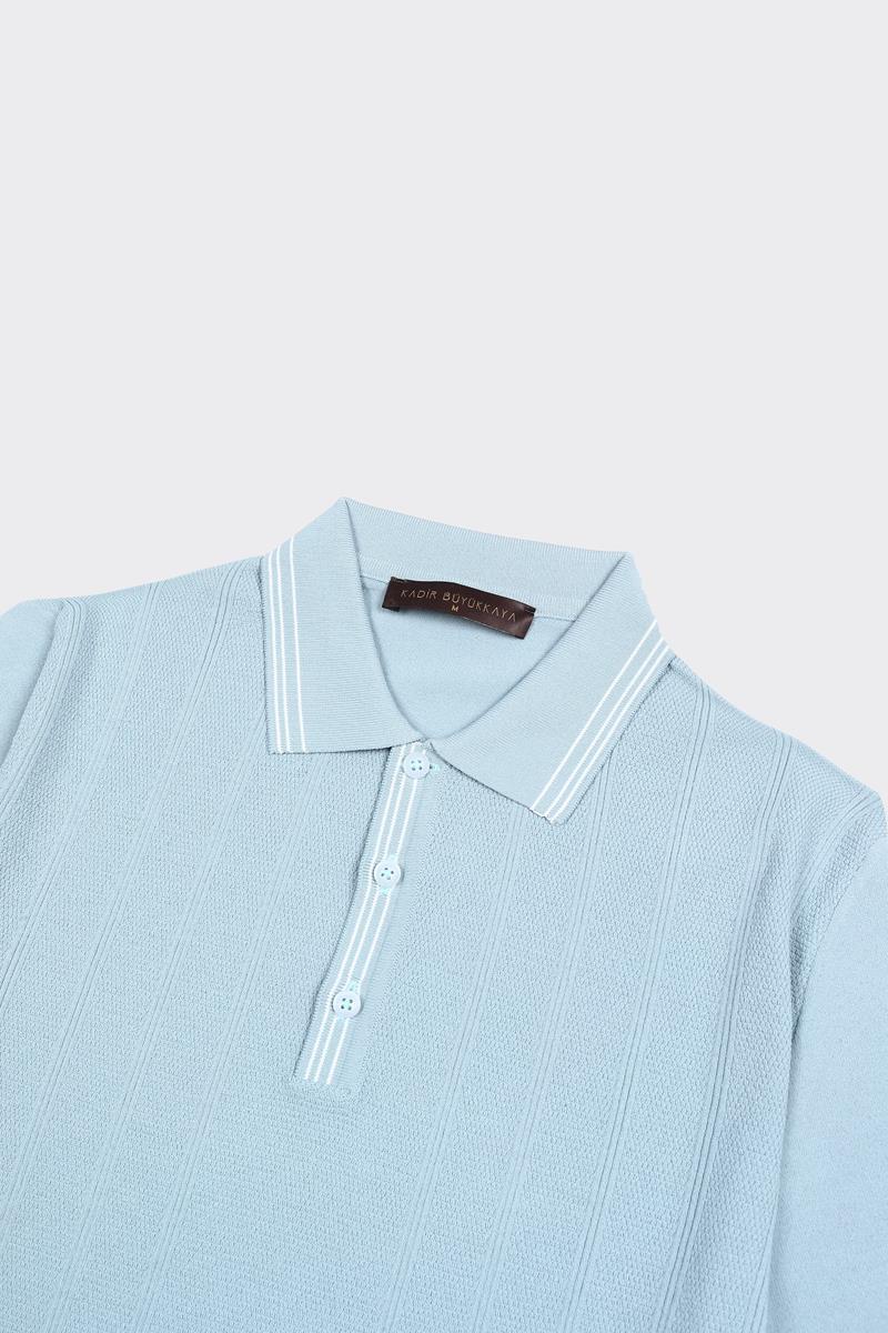 Fermuarlı Polo Yaka Kısa Kol Erkek T-Shirt-KAX6043S