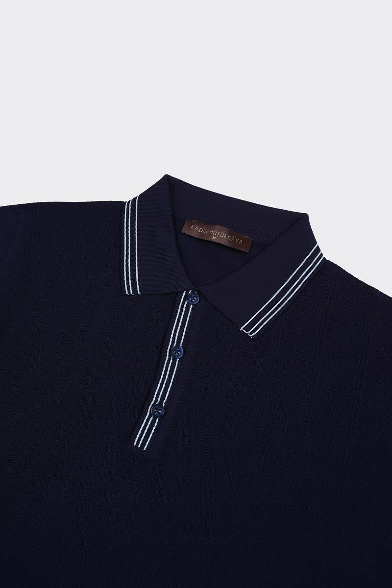 Fermuarlı Polo Yaka Kısa Kol Erkek T-Shirt-KAX6043S