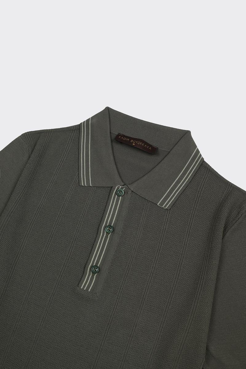 Fermuarlı Polo Yaka Kısa Kol Erkek T-Shirt-KAX6043S
