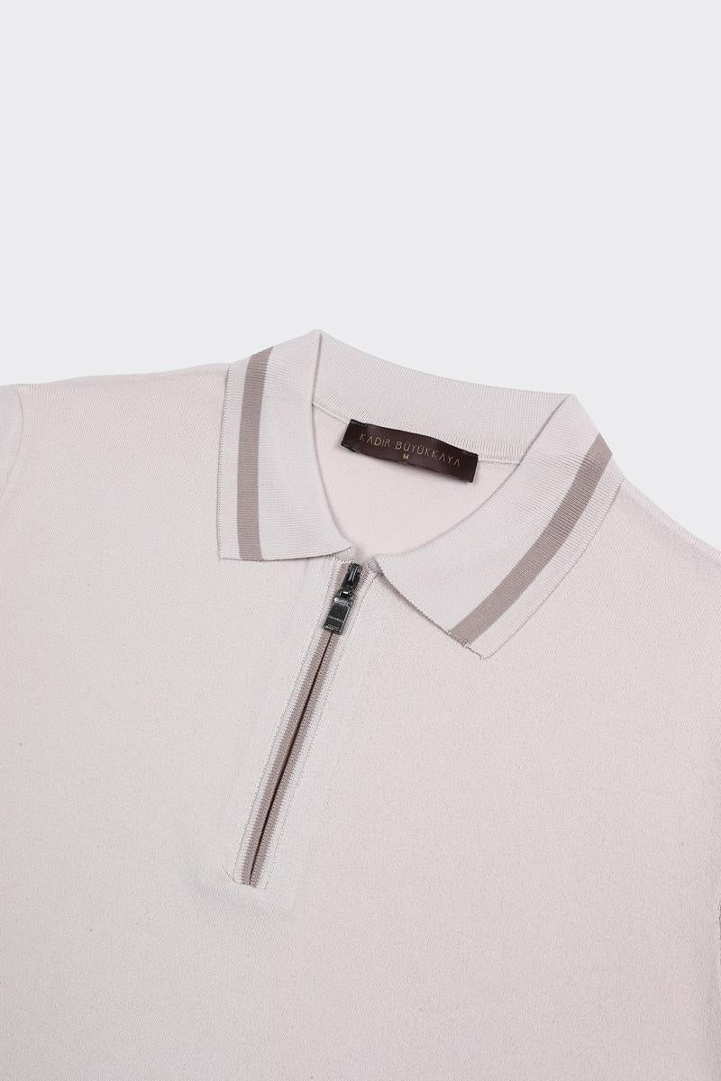 Fermuarlı Polo Yaka Kısa Kol Erkek T-Shirt-KAX6040S
