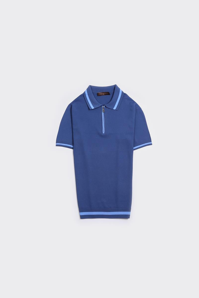 Fermuarlı Polo Yaka Kısa Kol Erkek T-Shirt-KAX6040S