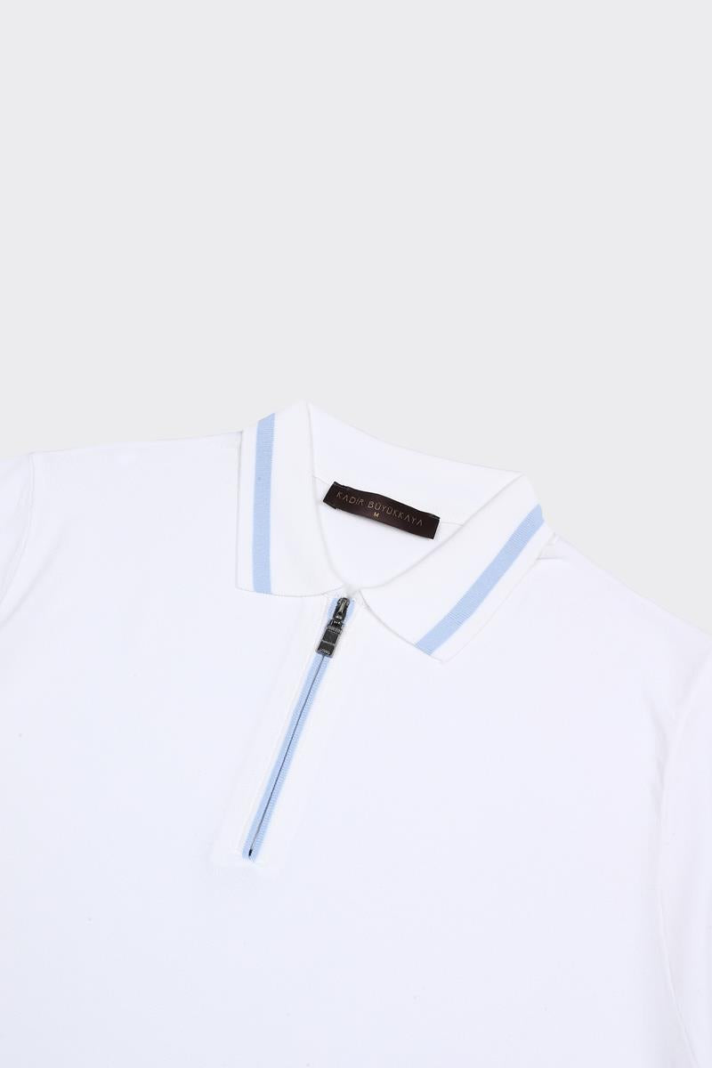 Fermuarlı Polo Yaka Kısa Kol Erkek T-Shirt-KAX6040S