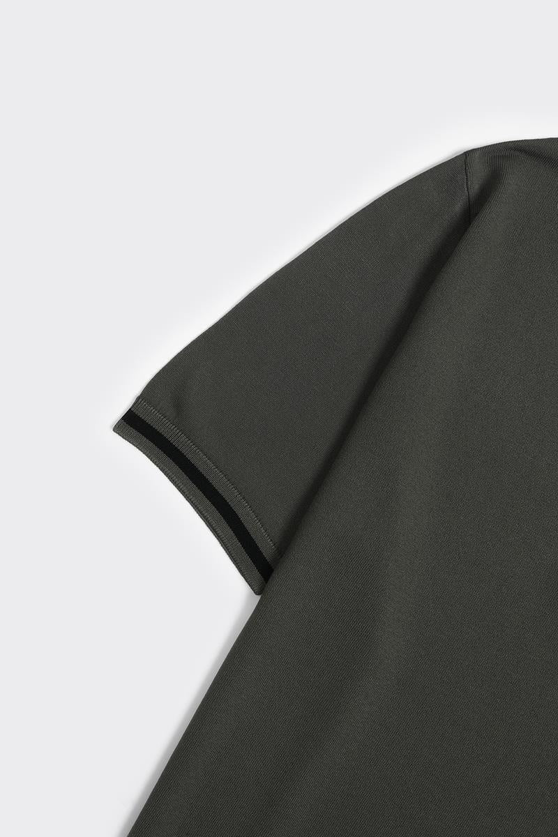 Fermuarlı Polo Yaka Kısa Kol Erkek T-Shirt-KAX6040S