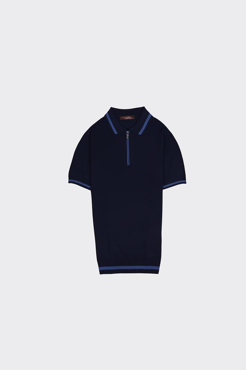 Fermuarlı Polo Yaka Kısa Kol Erkek T-Shirt-KAX6040S