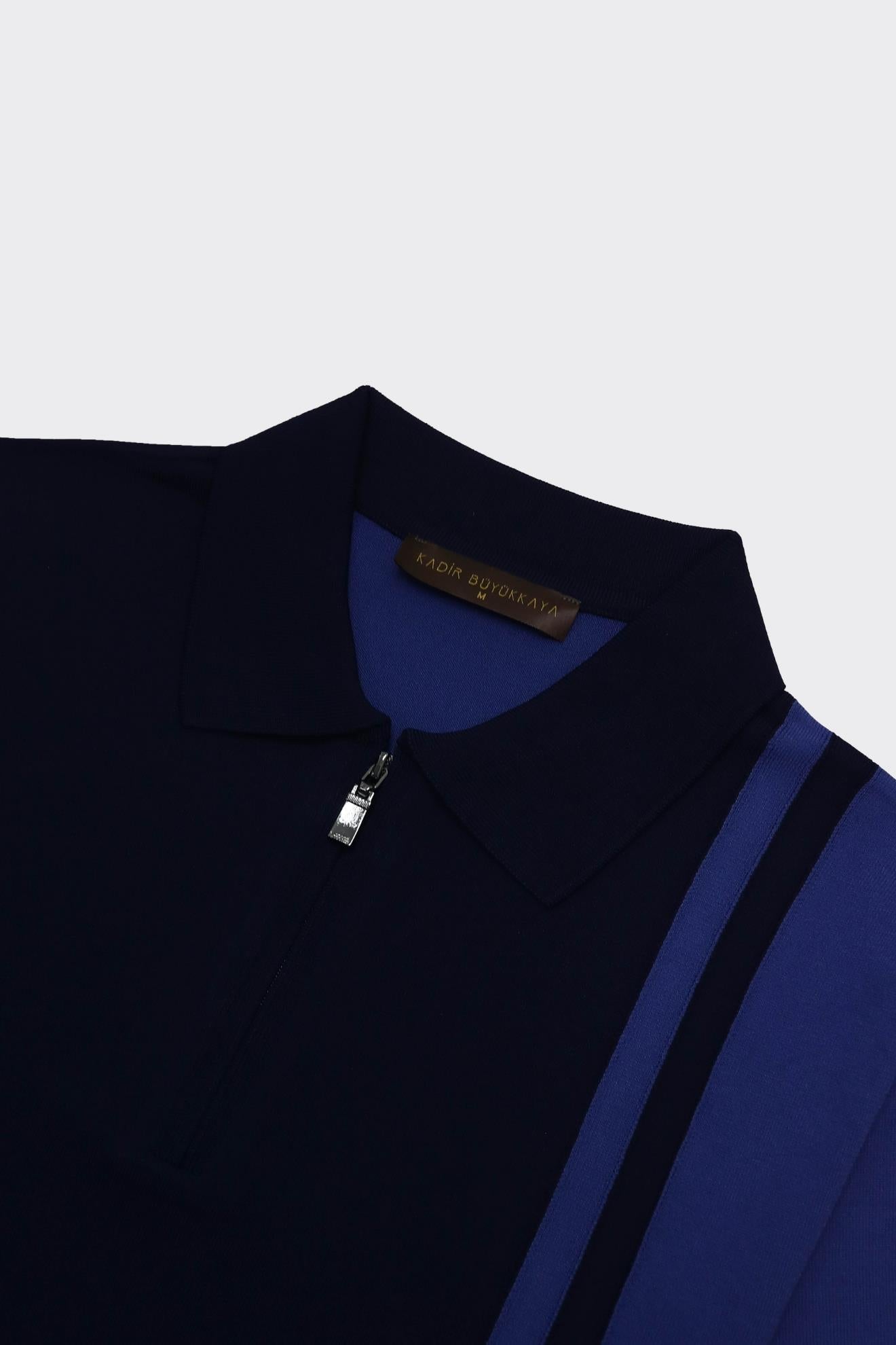 Fermuarlı Polo Yaka Kısa Kol Erkek T-Shirt-KAX6057S