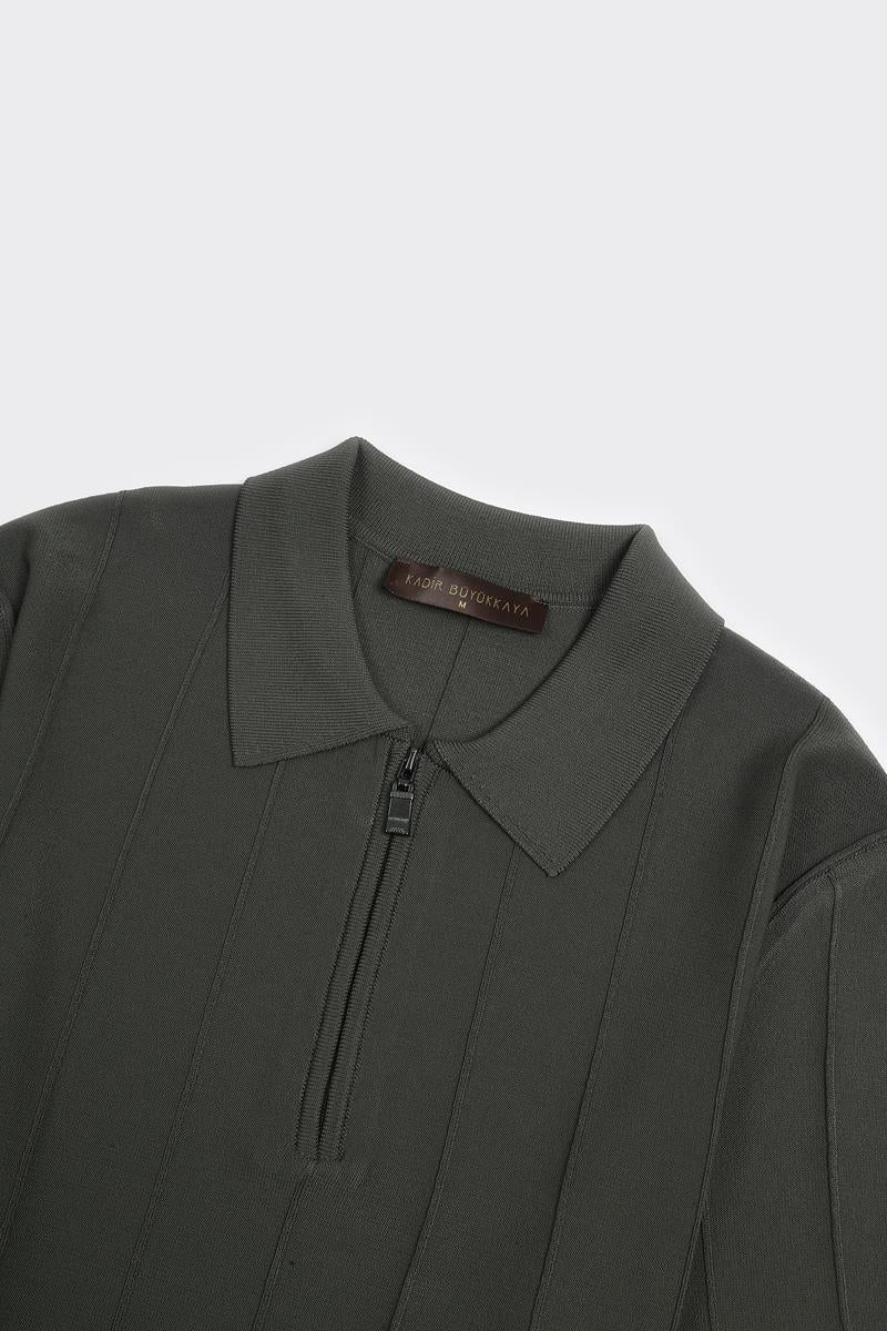 Fermuarlı Polo Yaka Kısa Kol Erkek T-Shirt-KAX6041S