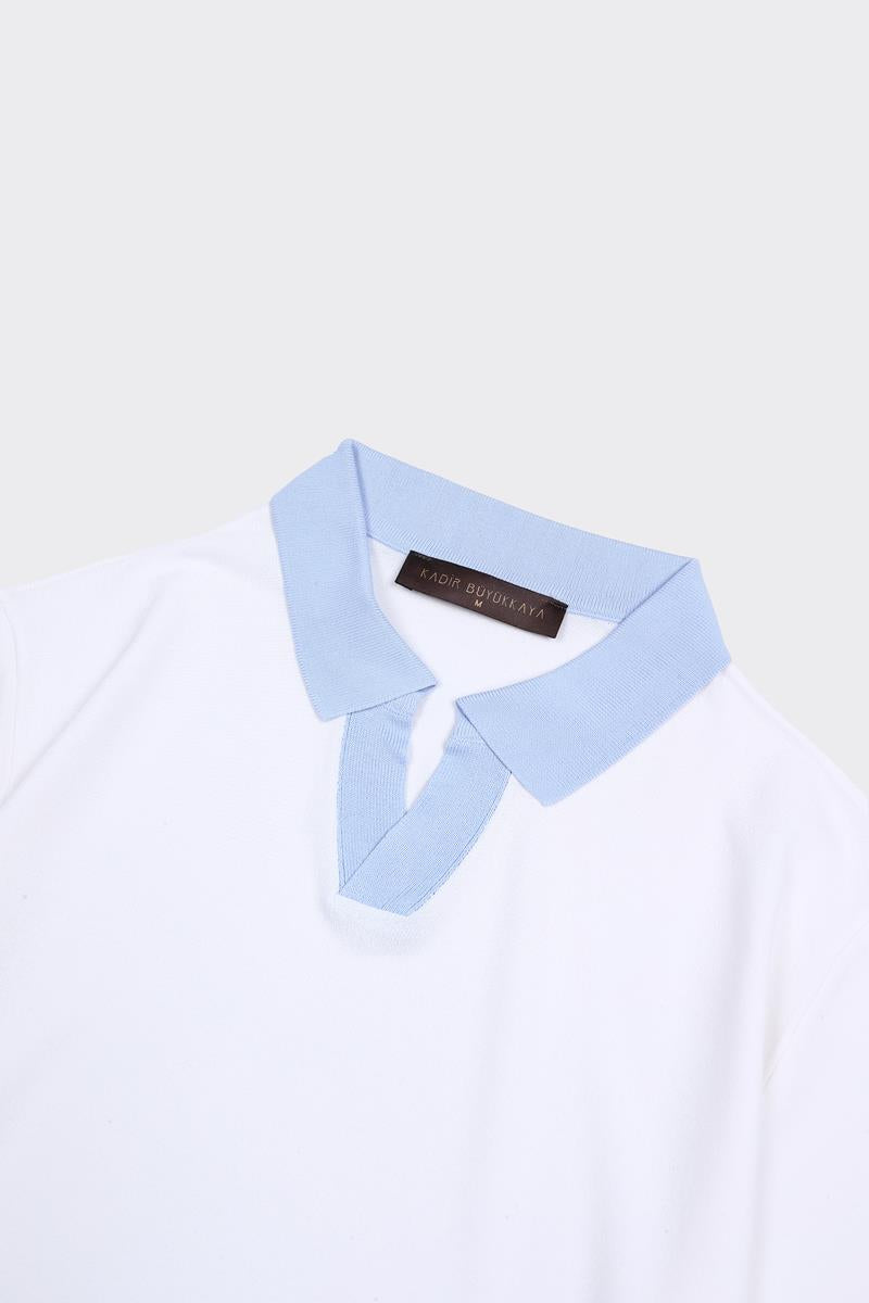 Fermuarlı Polo Yaka Kısa Kol Erkek T-Shirt-KAX6045S