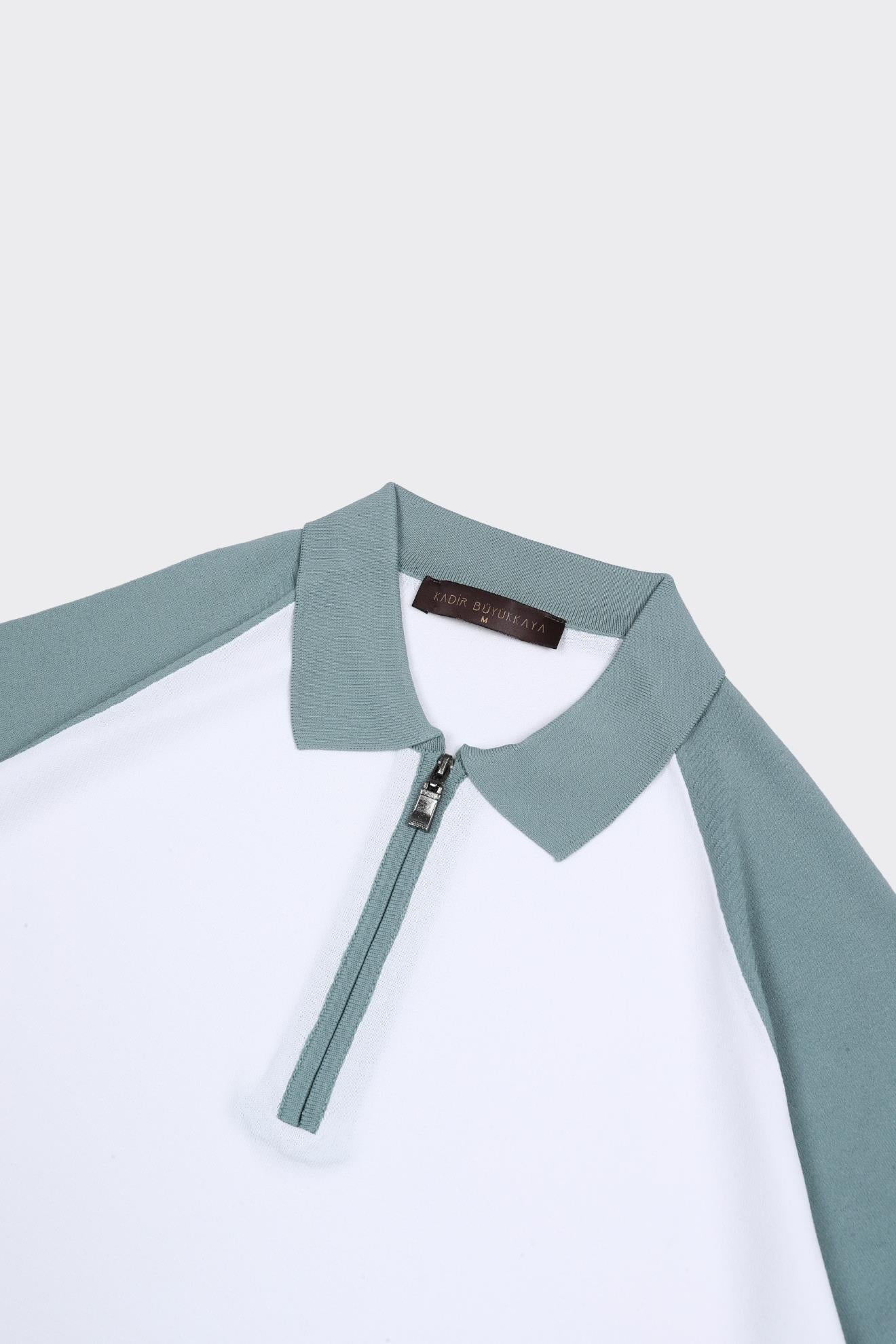 Fermuarlı Polo Yaka Kısa Kol Erkek T-Shirt-KAX6046S