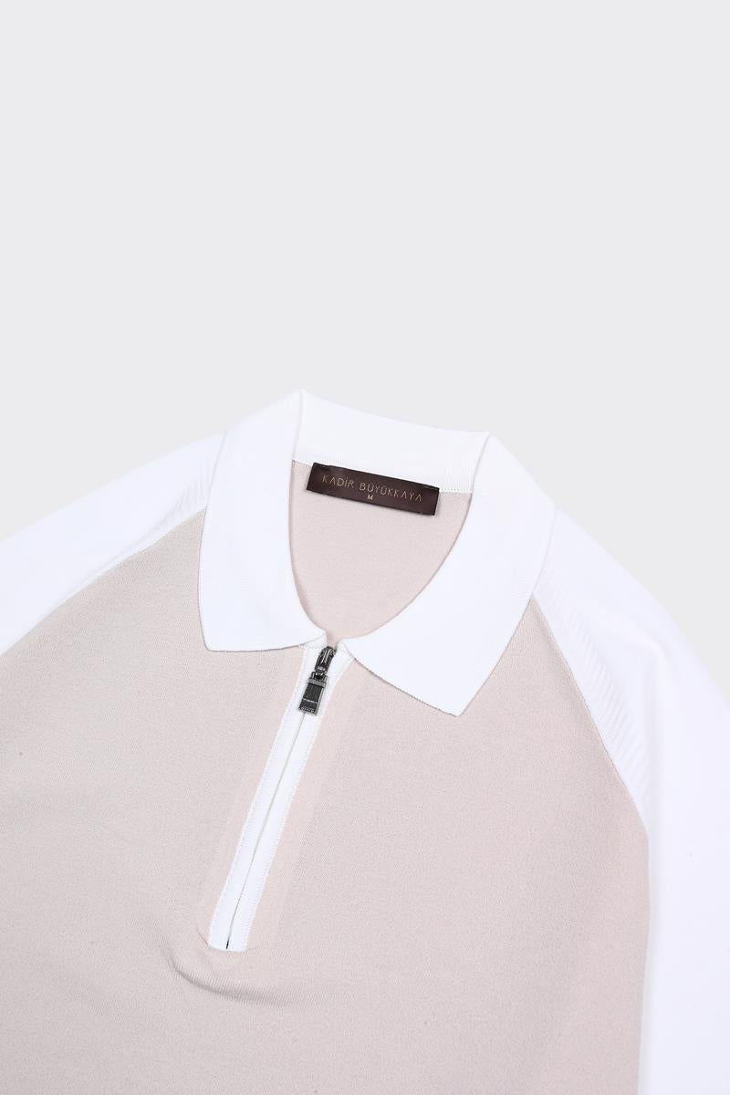 Fermuarlı Polo Yaka Kısa Kol Erkek T-Shirt-KAX6046S