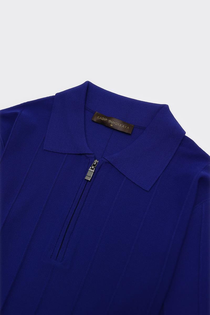 Fermuarlı Polo Yaka Kısa Kol Erkek T-Shirt-KAX6051S