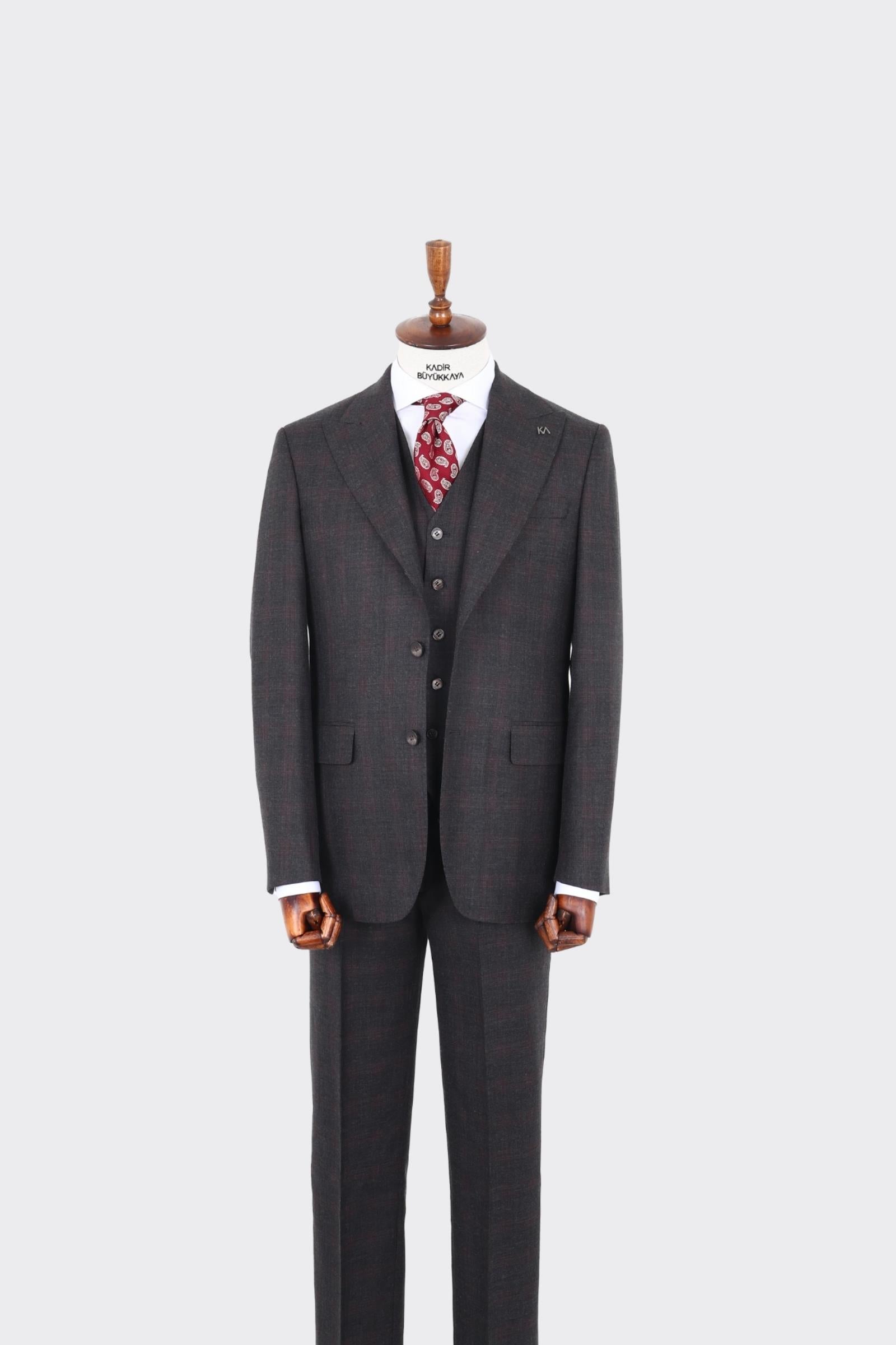Günlük ve Ofis Kullanımı İçin Yelekli Erkek Takım Elbise - Modern Kesim-KAW1008S