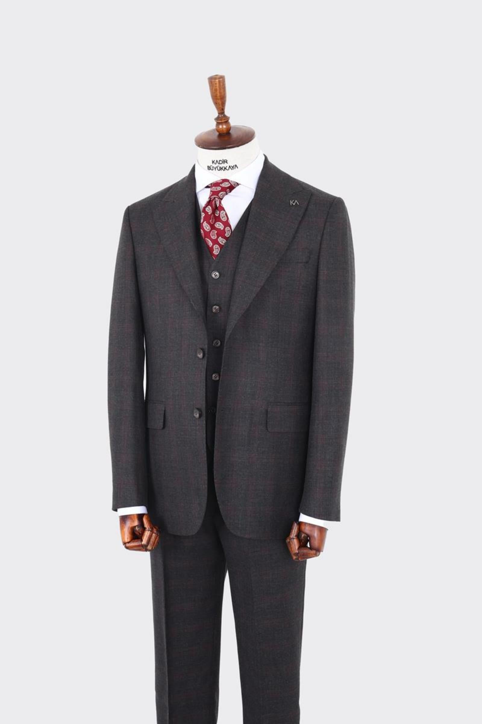Günlük ve Ofis Kullanımı İçin Yelekli Erkek Takım Elbise - Modern Kesim-KAW1008S