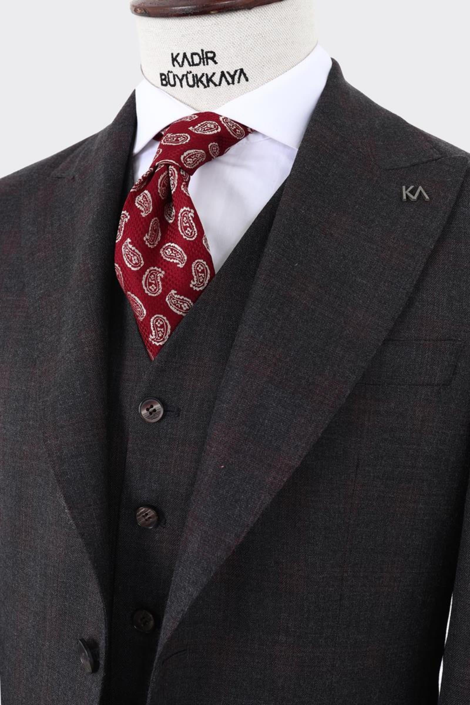 Günlük ve Ofis Kullanımı İçin Yelekli Erkek Takım Elbise - Modern Kesim-KAW1008S